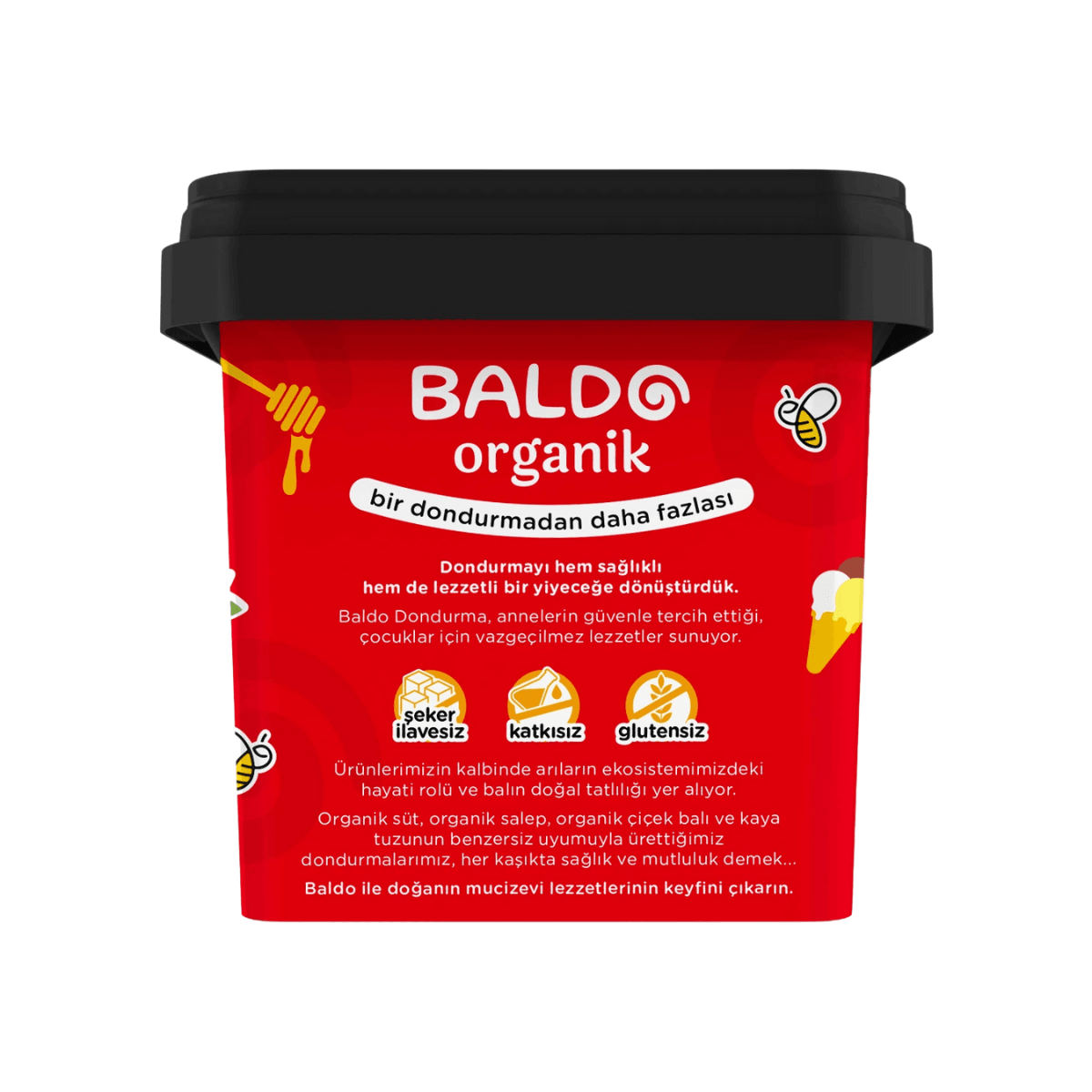 Organik Ballı Çilekli Dondurma 300g