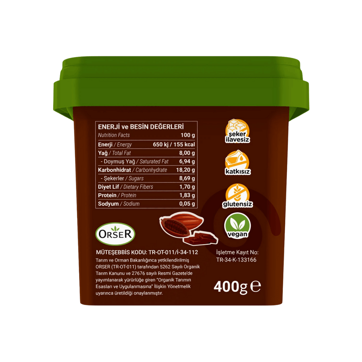 Organik Vegan Kakaolu Dondurma 300g