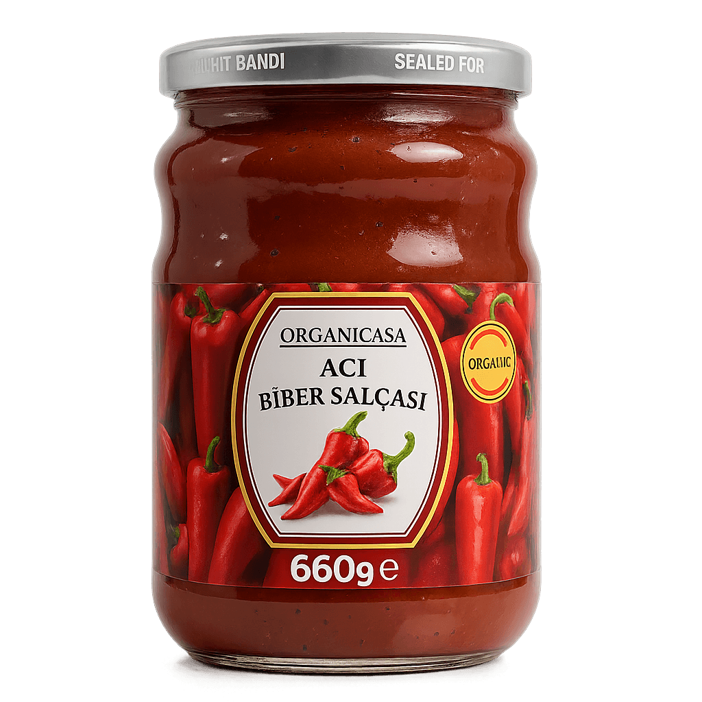 Organik Acılı Biber Salçası 660Gr
