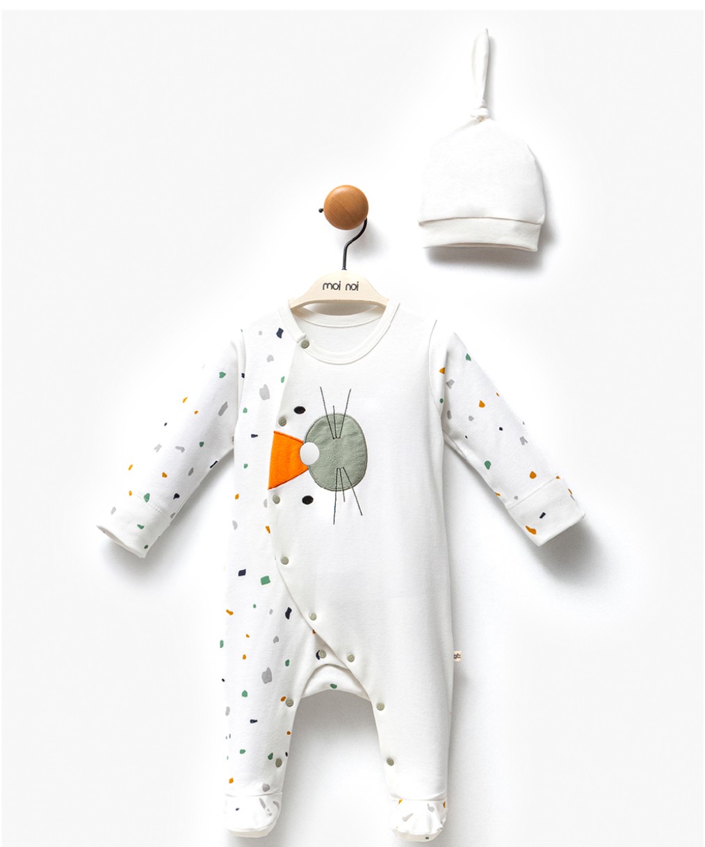 Erkek Bebek Çıtçıtlı Tulum Şapka Set