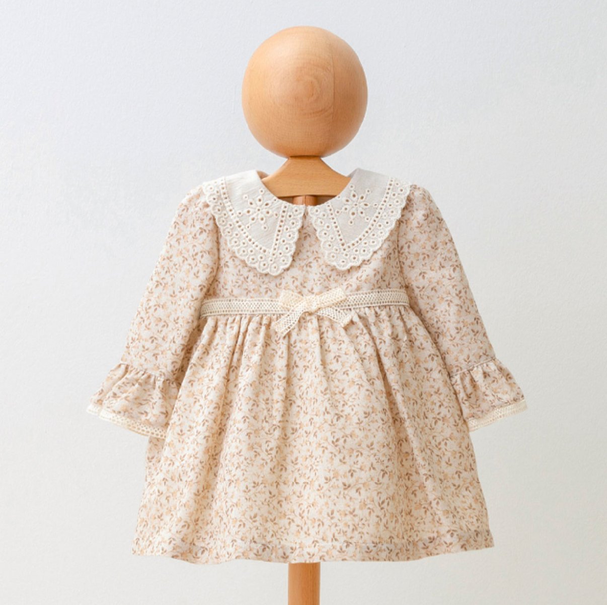 Kız Bebek Yaka Detaylı Vintage Elbise