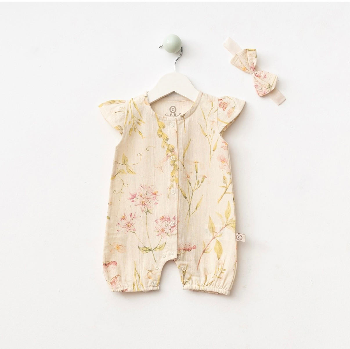 Kız Bebek Vintage Saç Bantlı Müslin Tulum