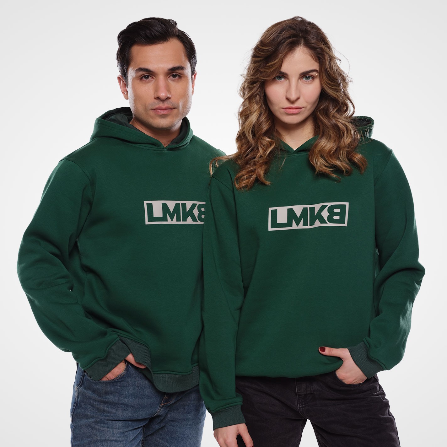 Lamakaeb Club Fleece Unisex Pullover Hooide-Forest Green-LMKB