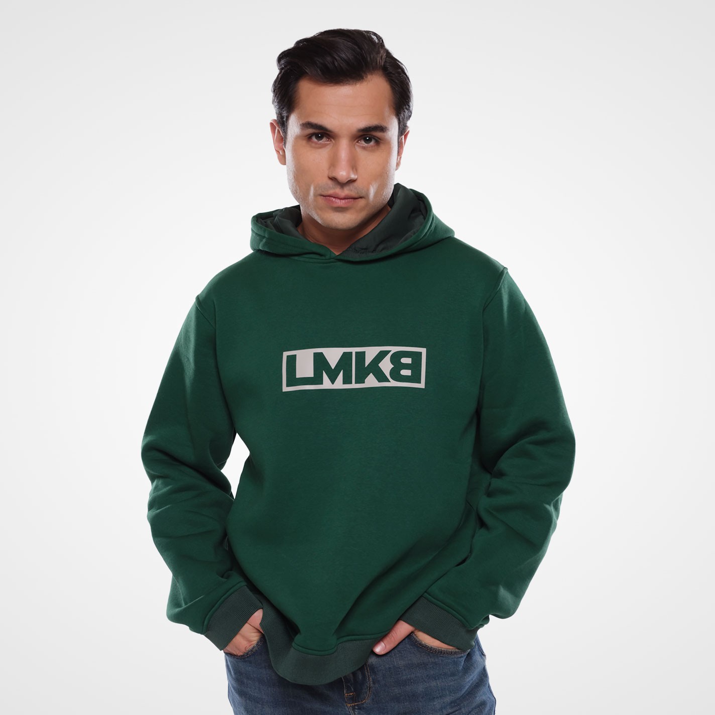 Lamakaeb Club Fleece Unisex Pullover Hooide-Forest Green-LMKB