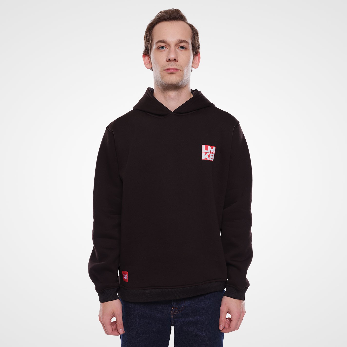 Lamakaeb Club Fleece Unisex Pullover Hooide-Dark Black-LMKB