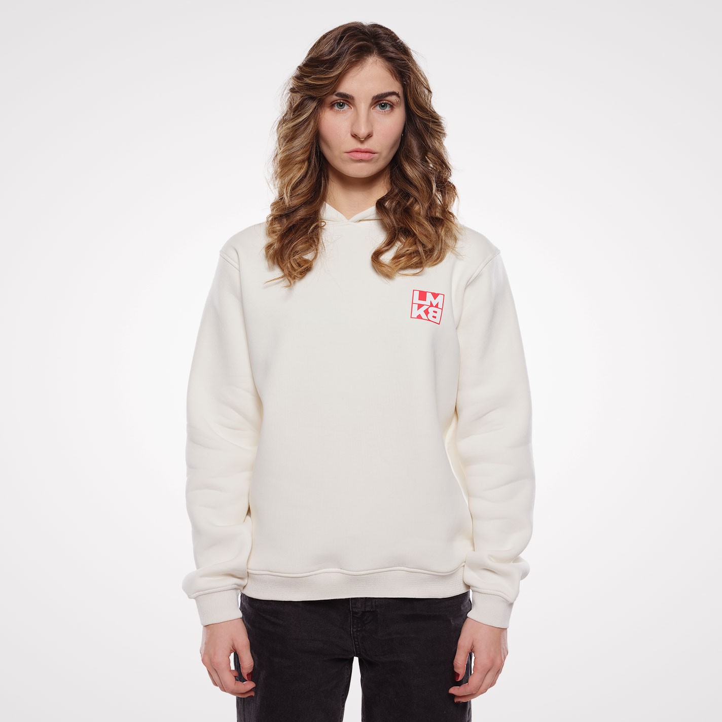 Lamakaeb Club Fleece Unisex Pullover Hooide-Polar White