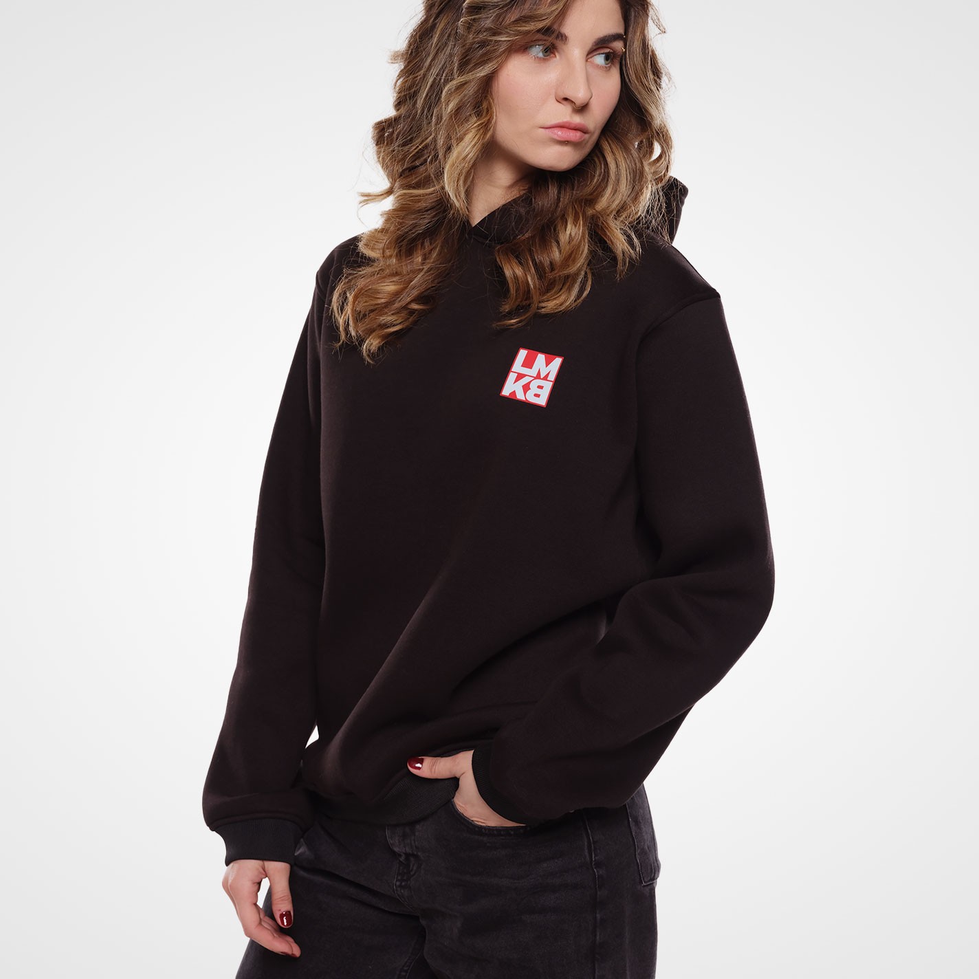 Lamakaeb Club Fleece Unisex Pullover Hooide-Dark Black-LMKB