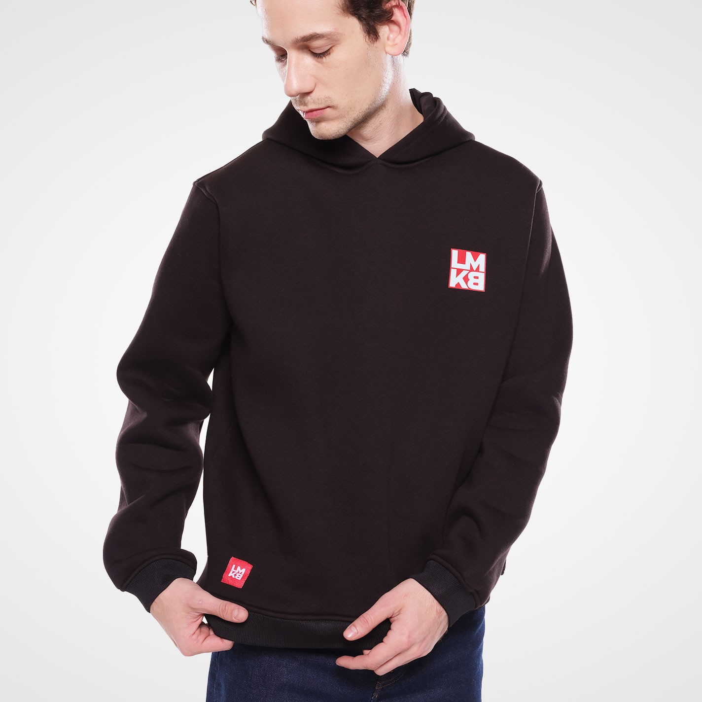 Lamakaeb Club Fleece Unisex Pullover Hooide-Dark Black-LMKB