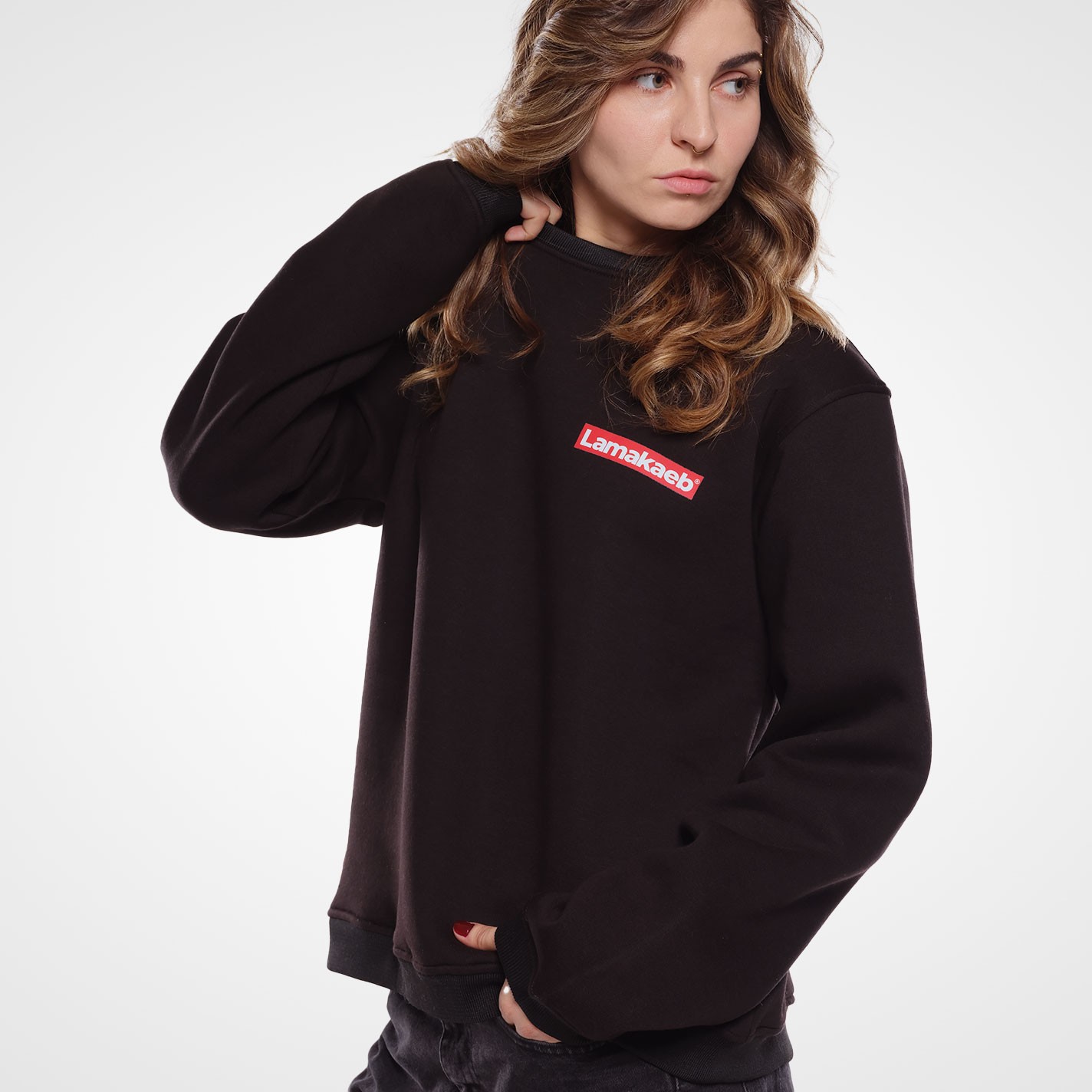 Lamakaeb Club Fleece  Unisex Pullover Sweatshirt - Dark Black