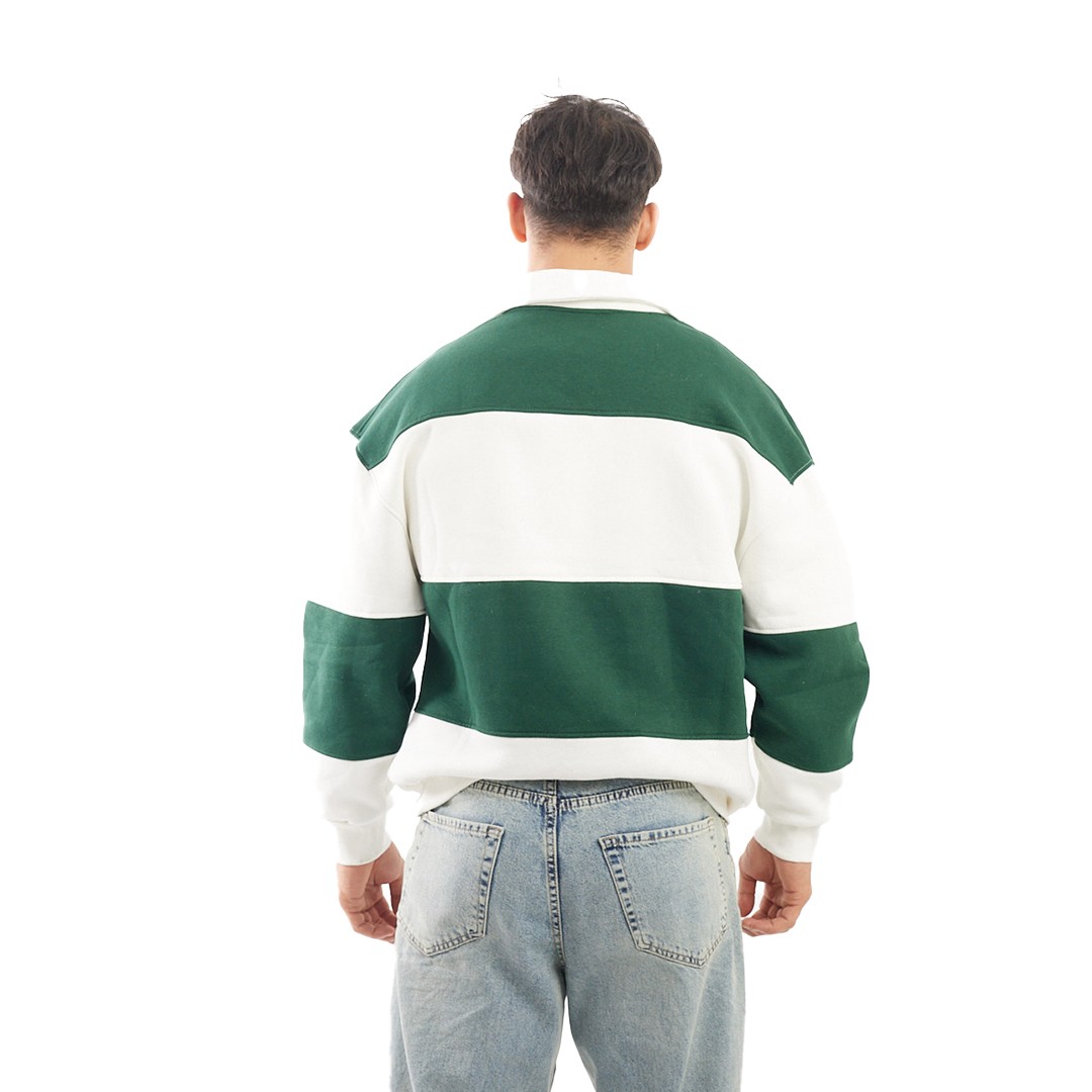 LMKB-  OVERSIZE SWEATSHIRT GREEN&WHITE