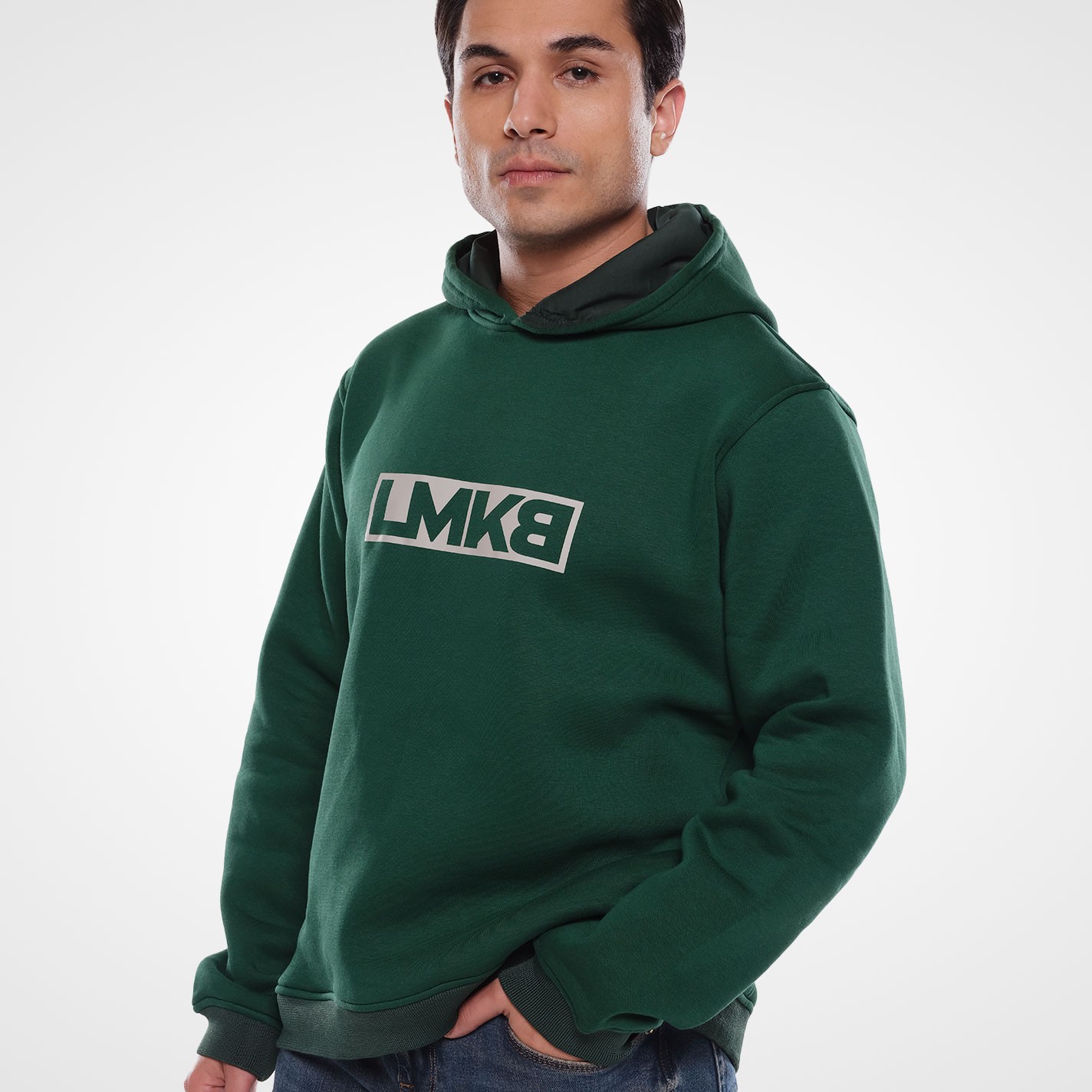 Lamakaeb Club Fleece Unisex Pullover Hooide-Forest Green-LMKB