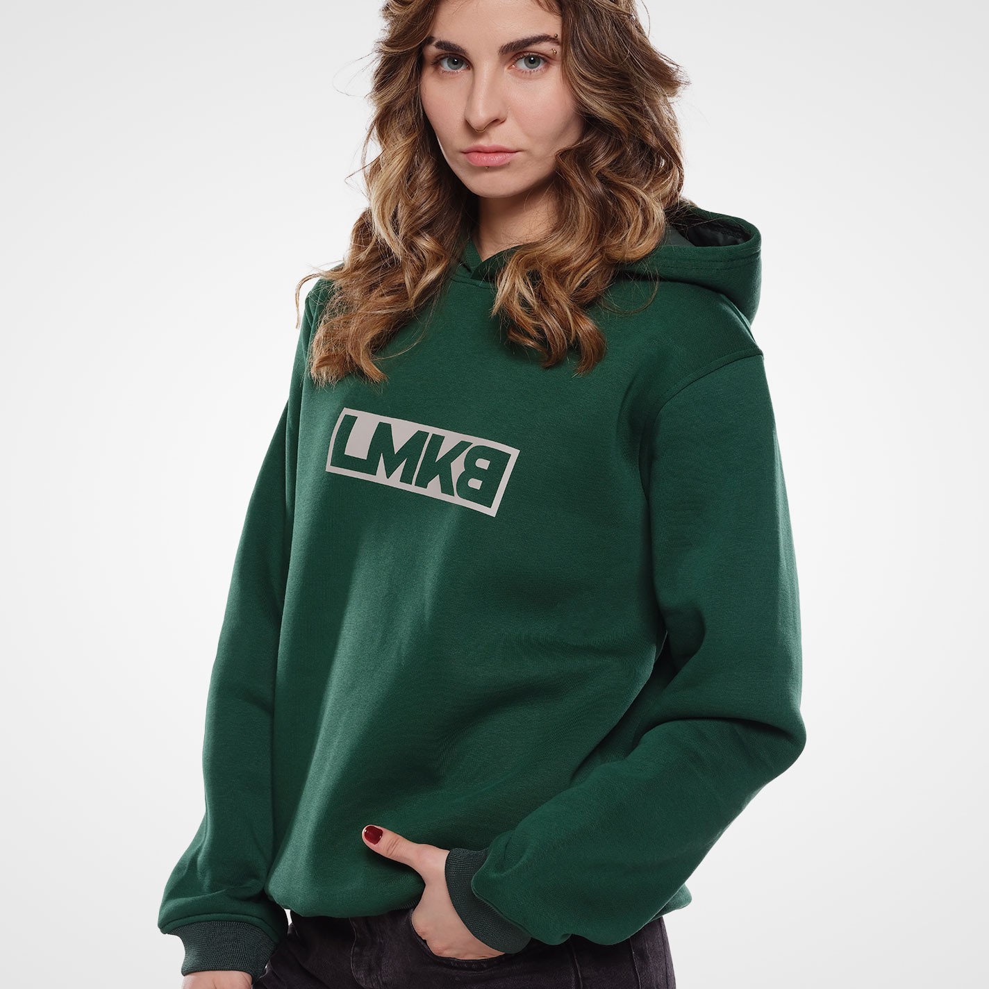 Lamakaeb Club Fleece Unisex Pullover Hooide-Forest Green-LMKB