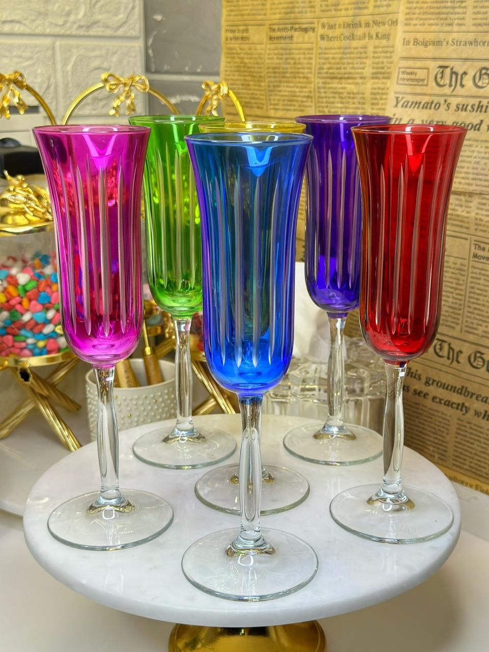 Solena 6 Kişilik Renkli Kahve Yanı Su Bardağı