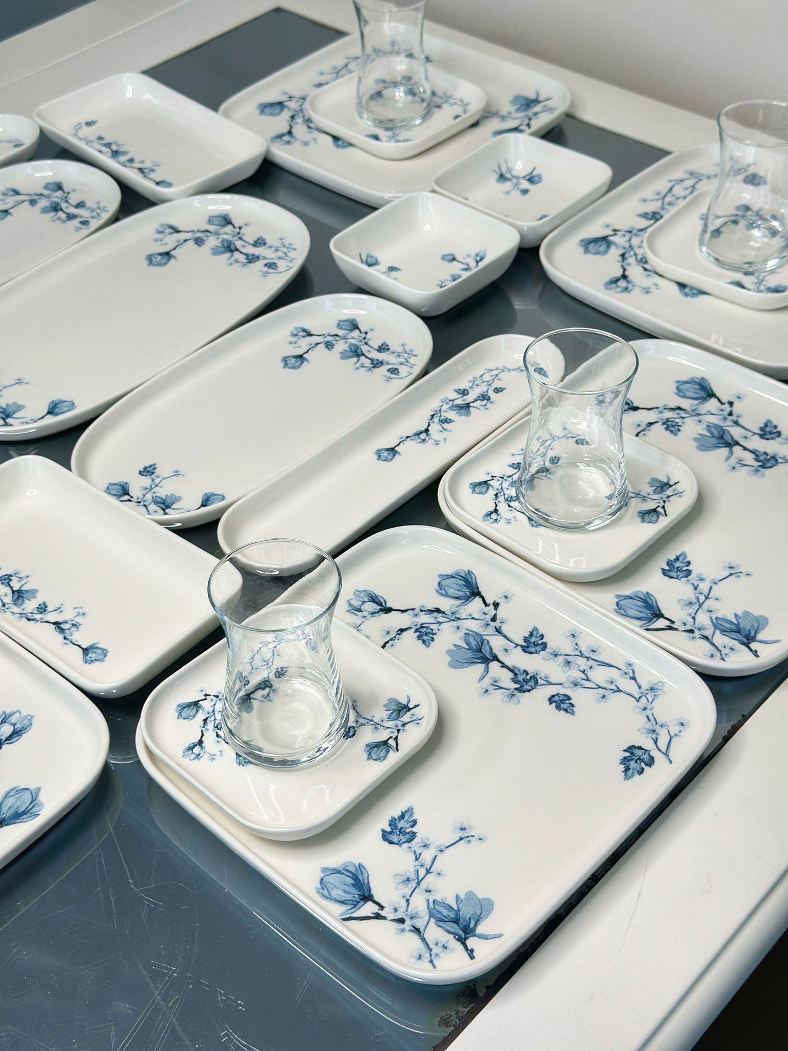 29 Parça 6 Kişilik Anemon Verona Kare Tabaklı Kahvaltılık