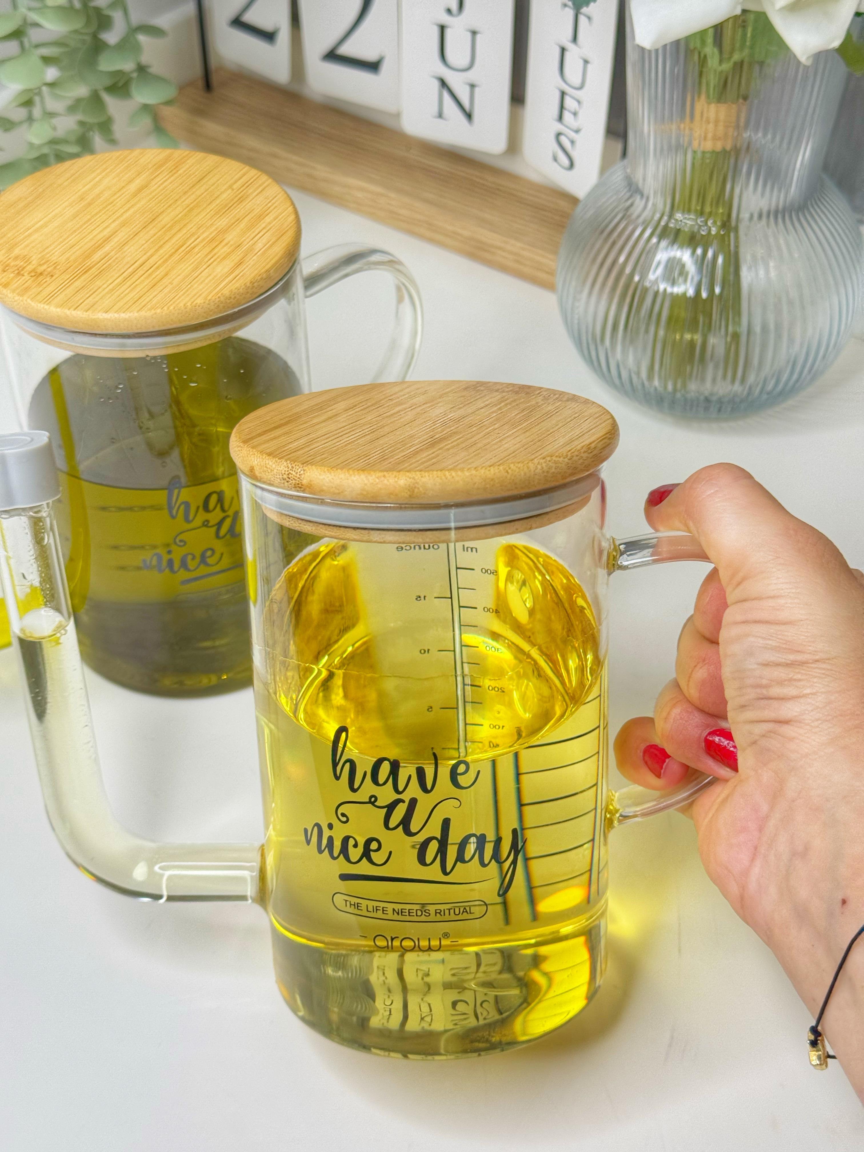 2 Li Borosilikat Cam Tasarım Yağdanlık