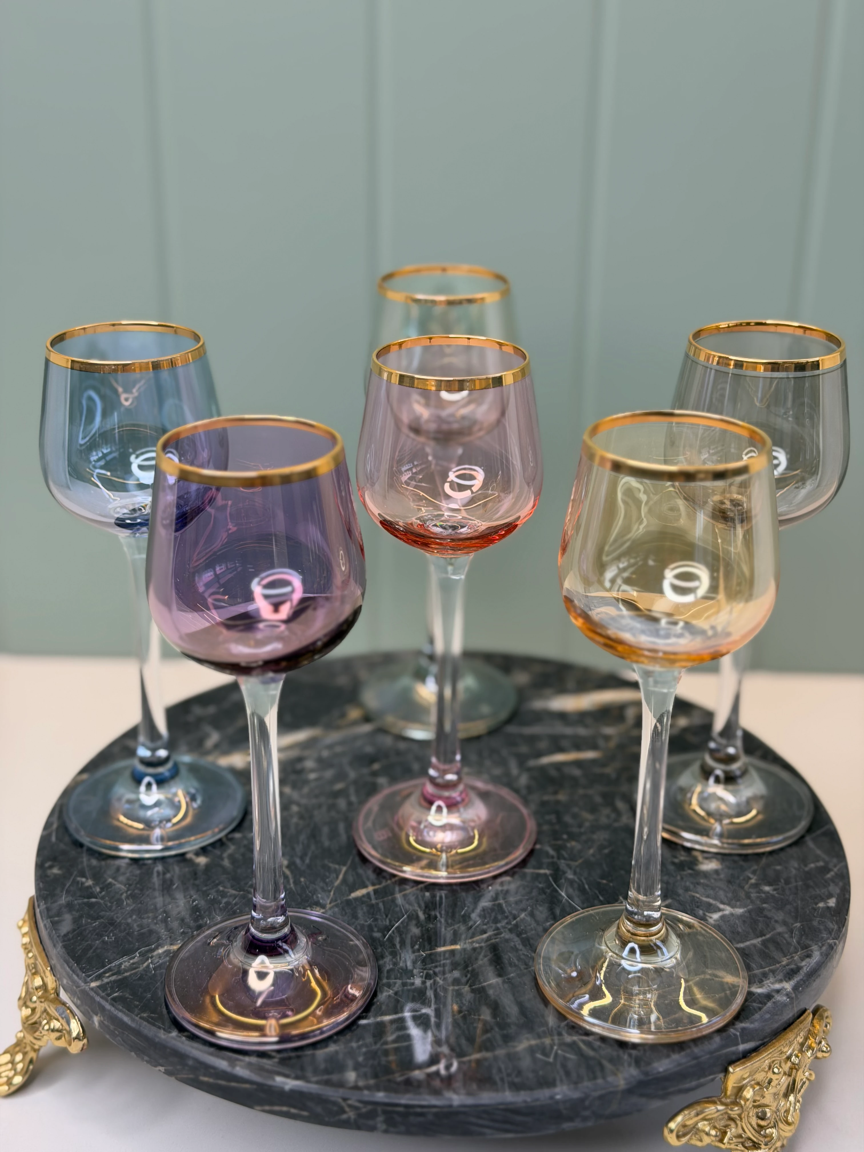 Corvus 6 Kişilik Renkli Kahve Yanı Su Bardağı