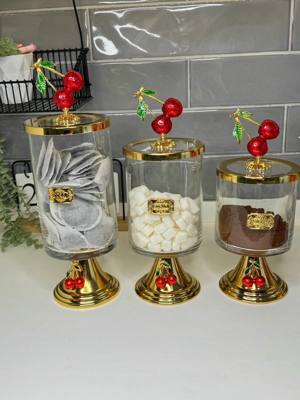 Napolyon Kiraz 3 Lü Çay Şeker Kahve Kavanozu