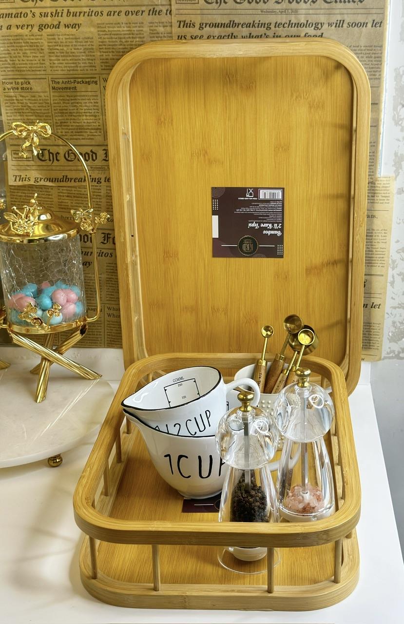 2 Lİ DİKDÖRTGEN BAMBU TEPSİ