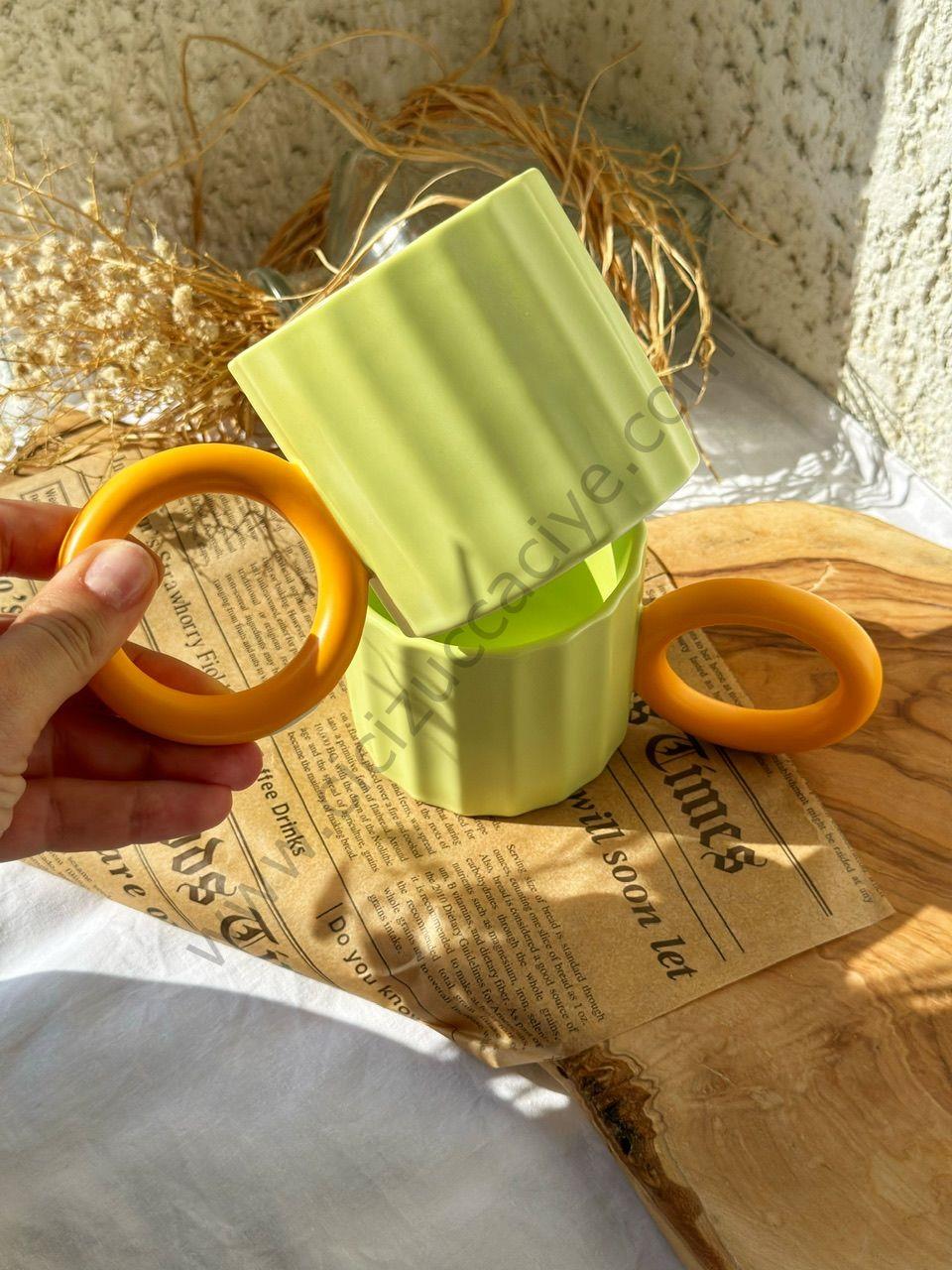 2 KİŞİLİK İLİNA HALKA KUPA VİNTAGE YEŞİLİ