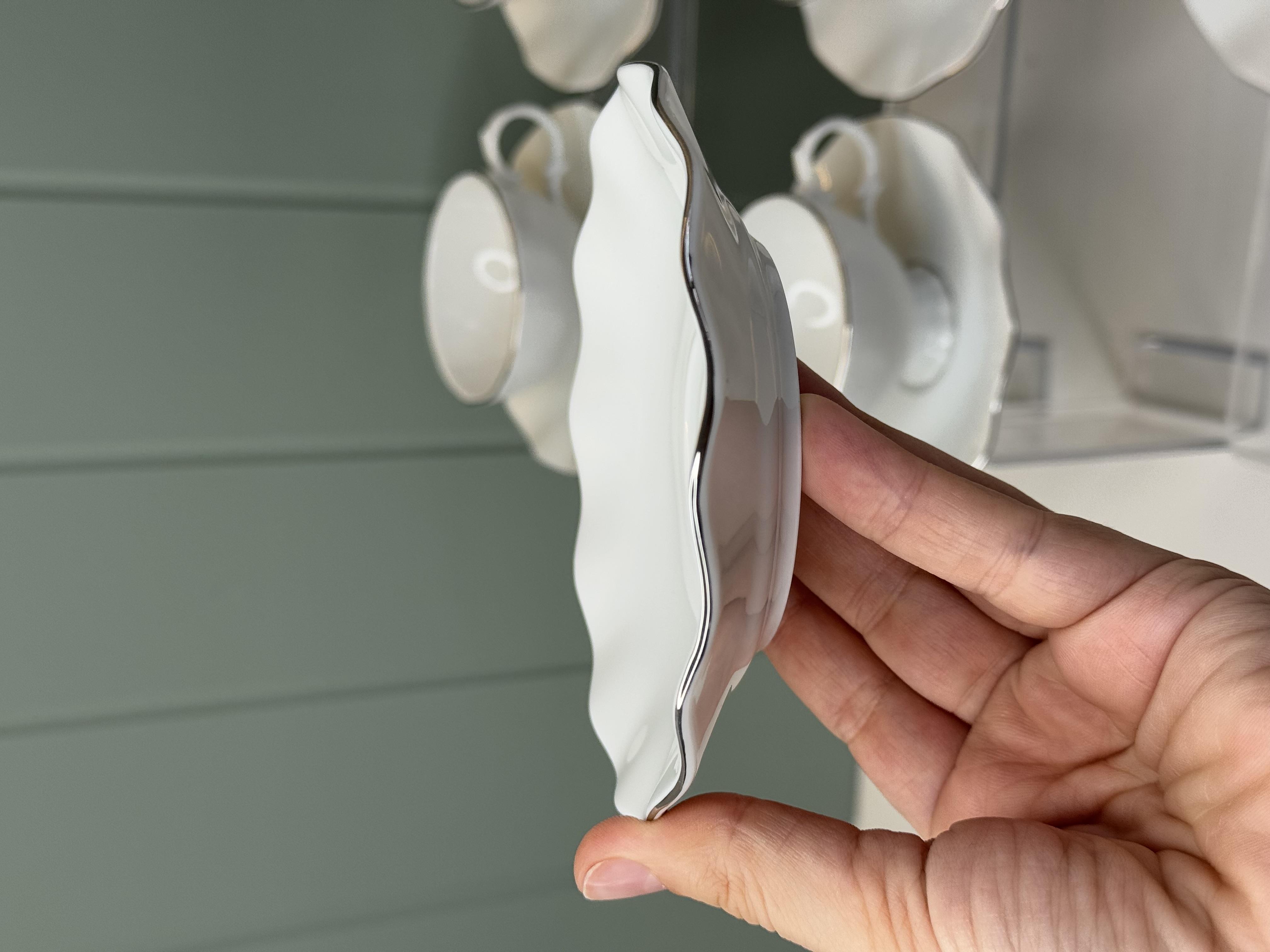 Lotus 6 Kişilik Gümüş Detaylı Porselen Türk Kahvesi Fincanı