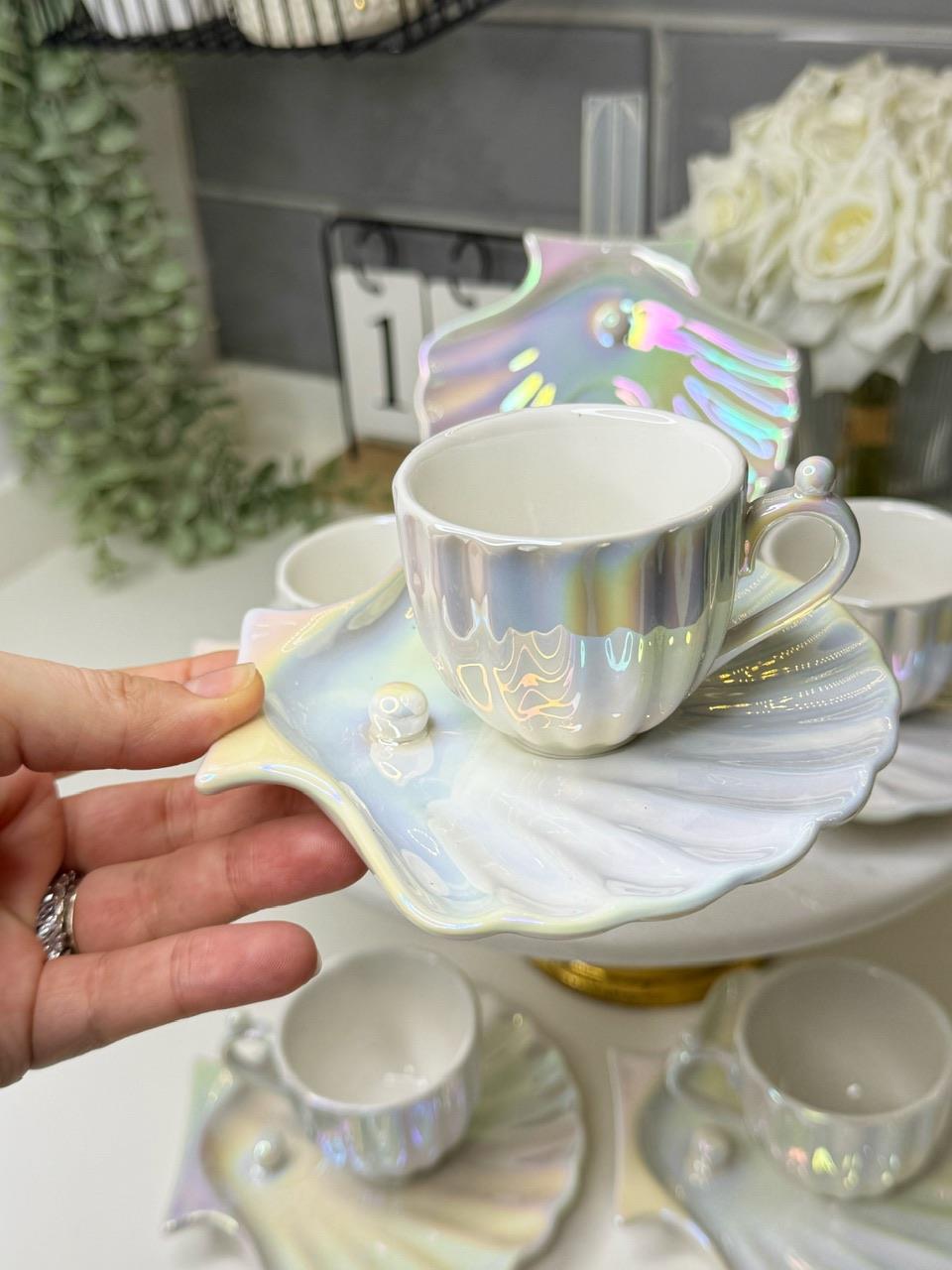 İstiridye 2 Kişilik Türk Kahvesi Fincan Takımı