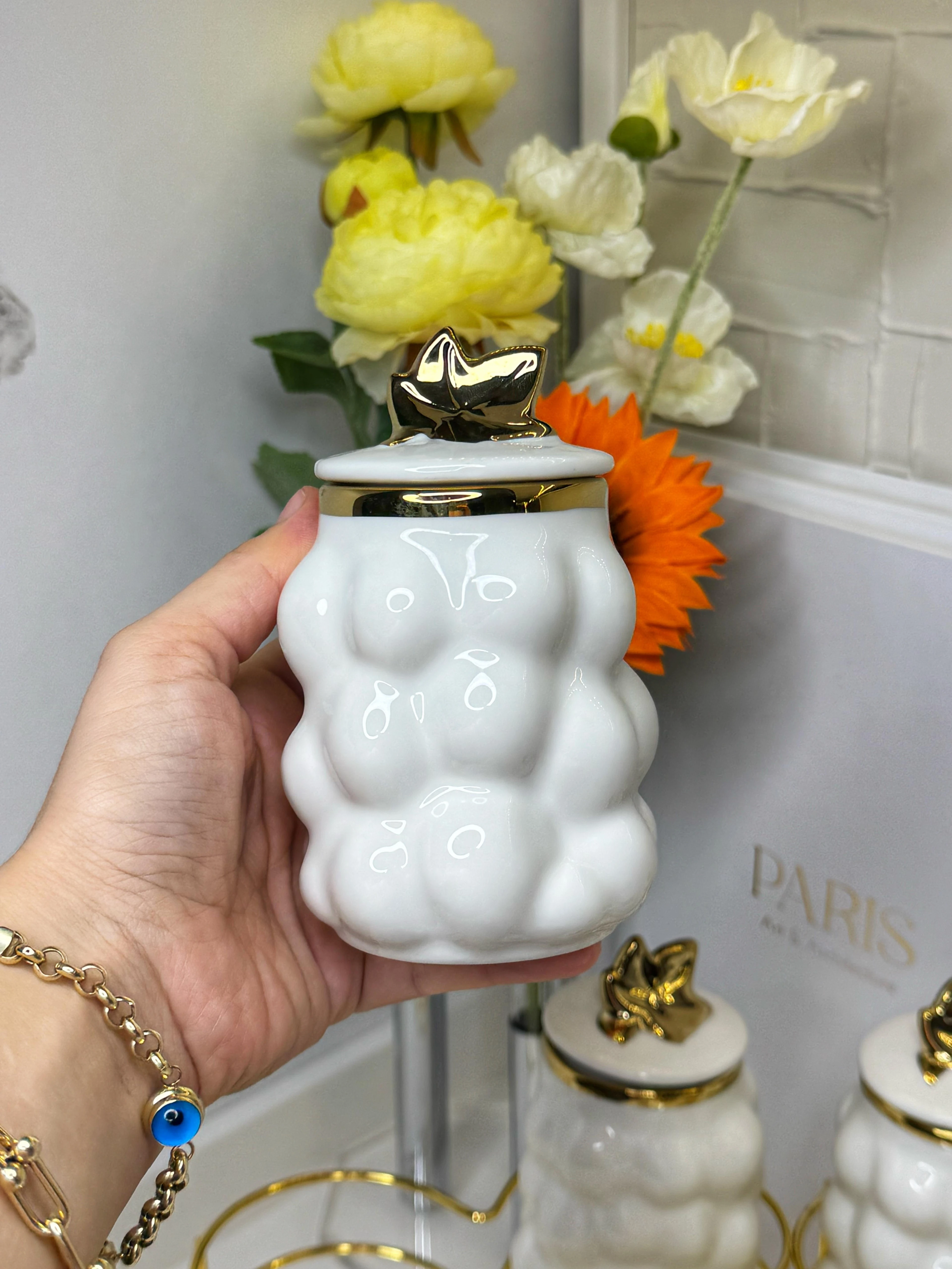 Bubble Standlı Porselen 7 Li Baharat Takımı