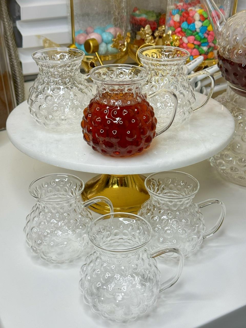 Montella 6 Kişilik Borosilikat Damla Model Cam Çay Bardağı