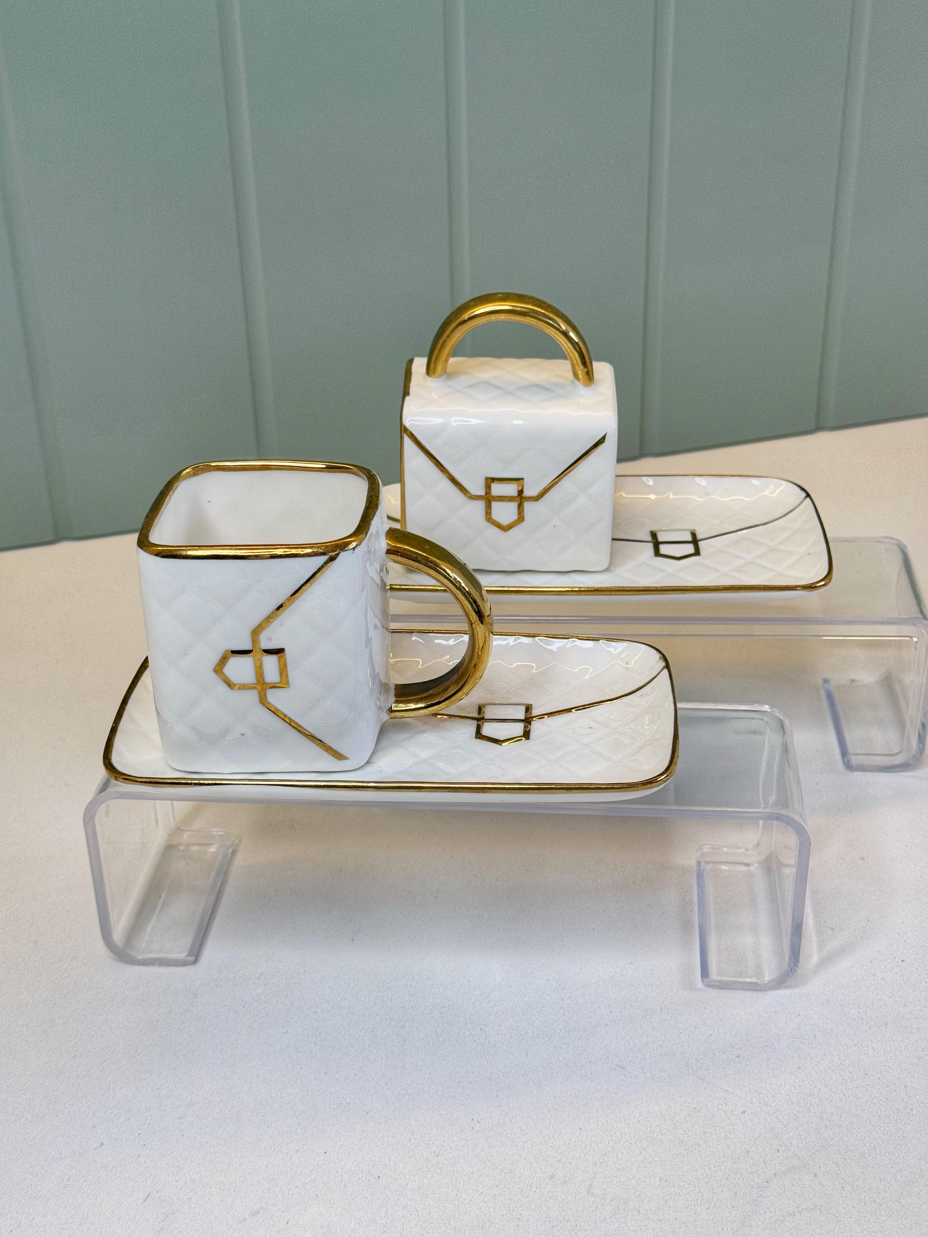 2 Kişilik Çanta Model Türk Kahvesi Fincanı Beyaz