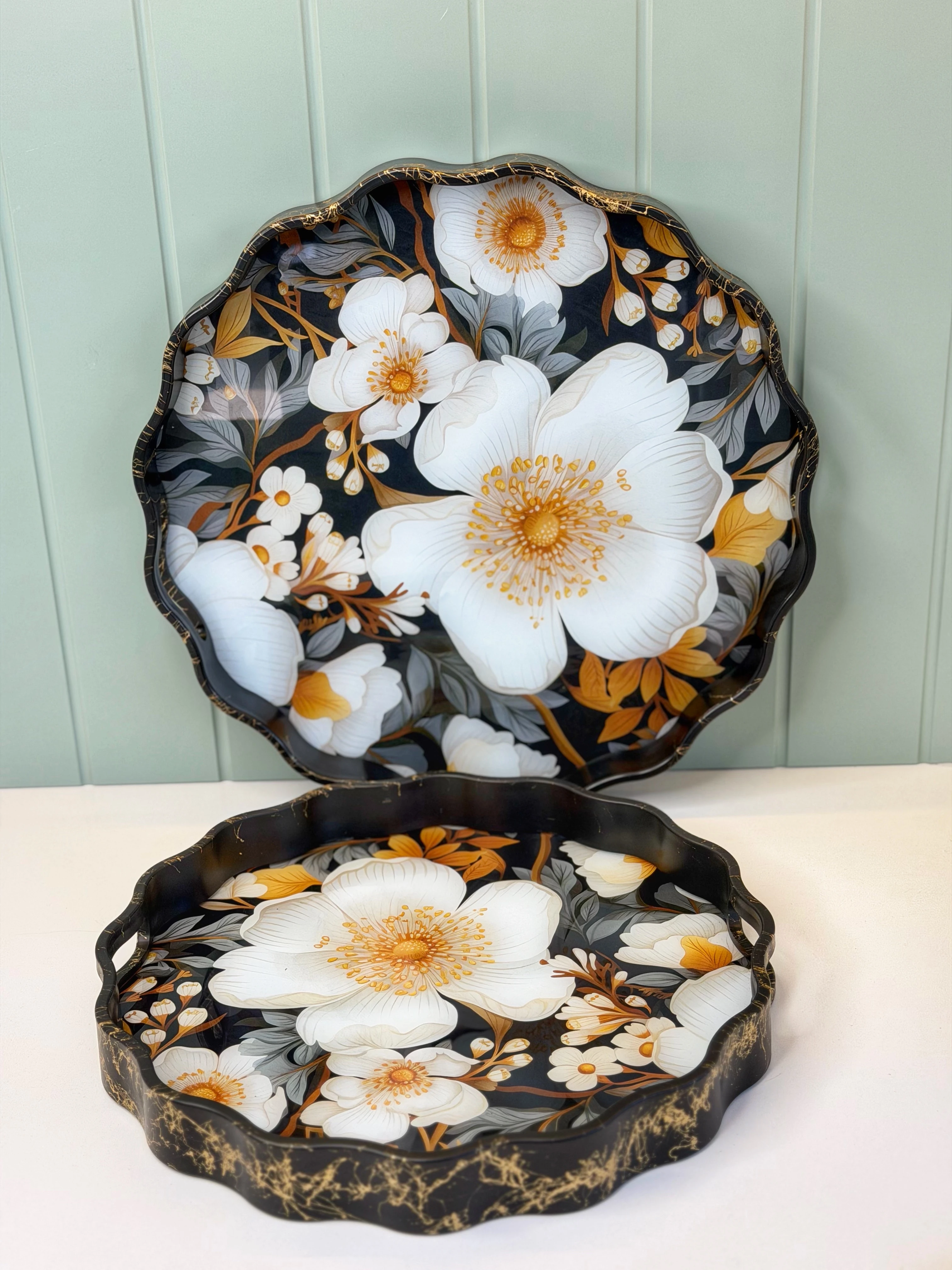 2'li Cam Yüzeyli Lüx Tepsi Bellina 