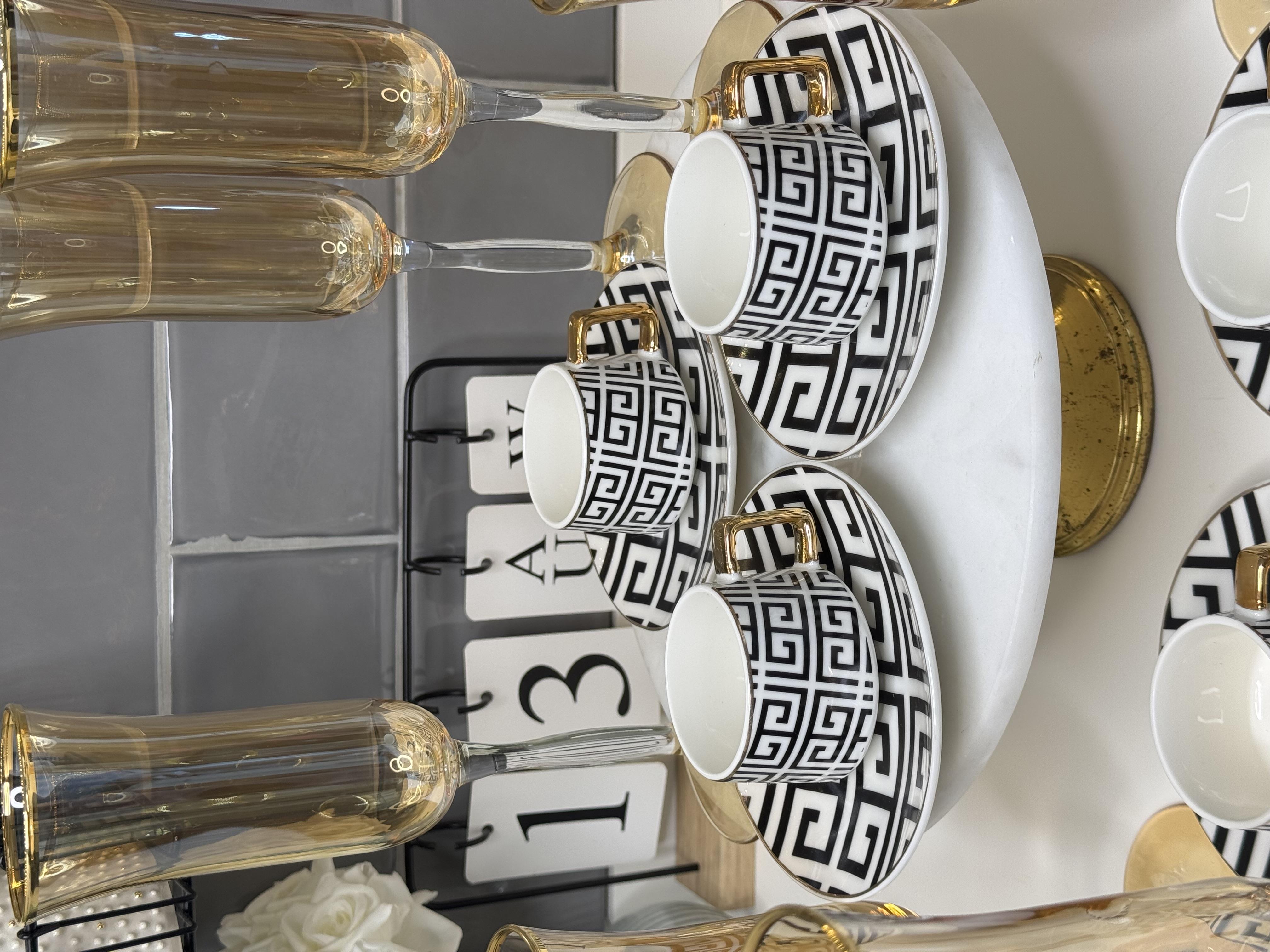 Melly 6 Kişilik 18 Parça Türk Kahvesi Fincanı & Kahve Yanı Bardak