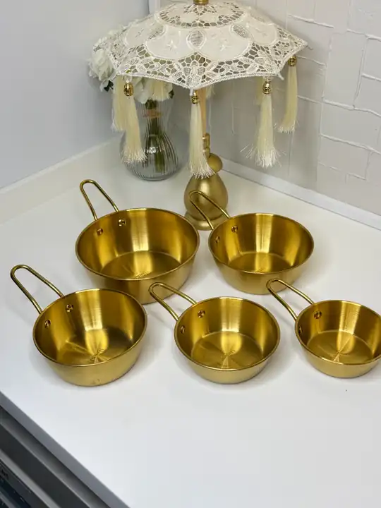 5 Li Tek Kulplu Gold Sunumluk Tava