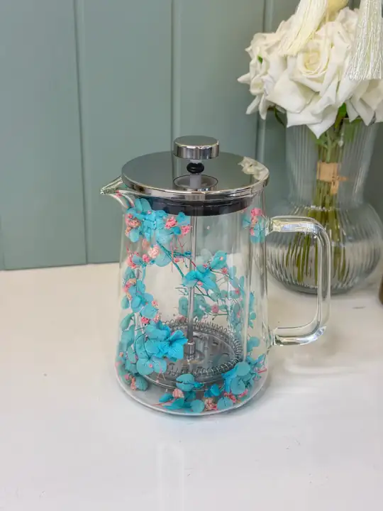 Çift Cidarlı Mavi French - Press Sürahi (Büyük Boy