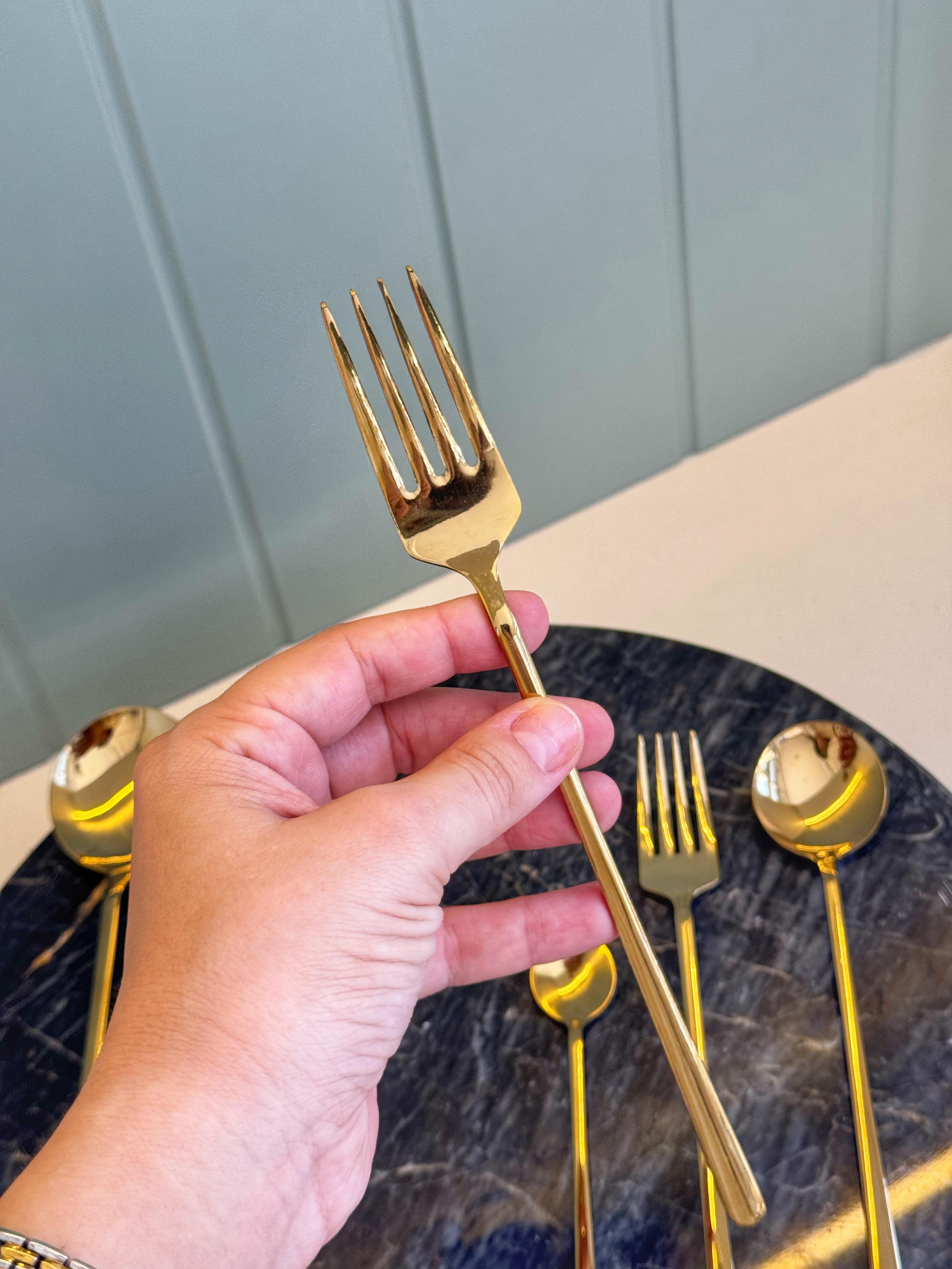 36 Parça 6 Kişilik Gold Kaşık Çatal Bıçak Takımı