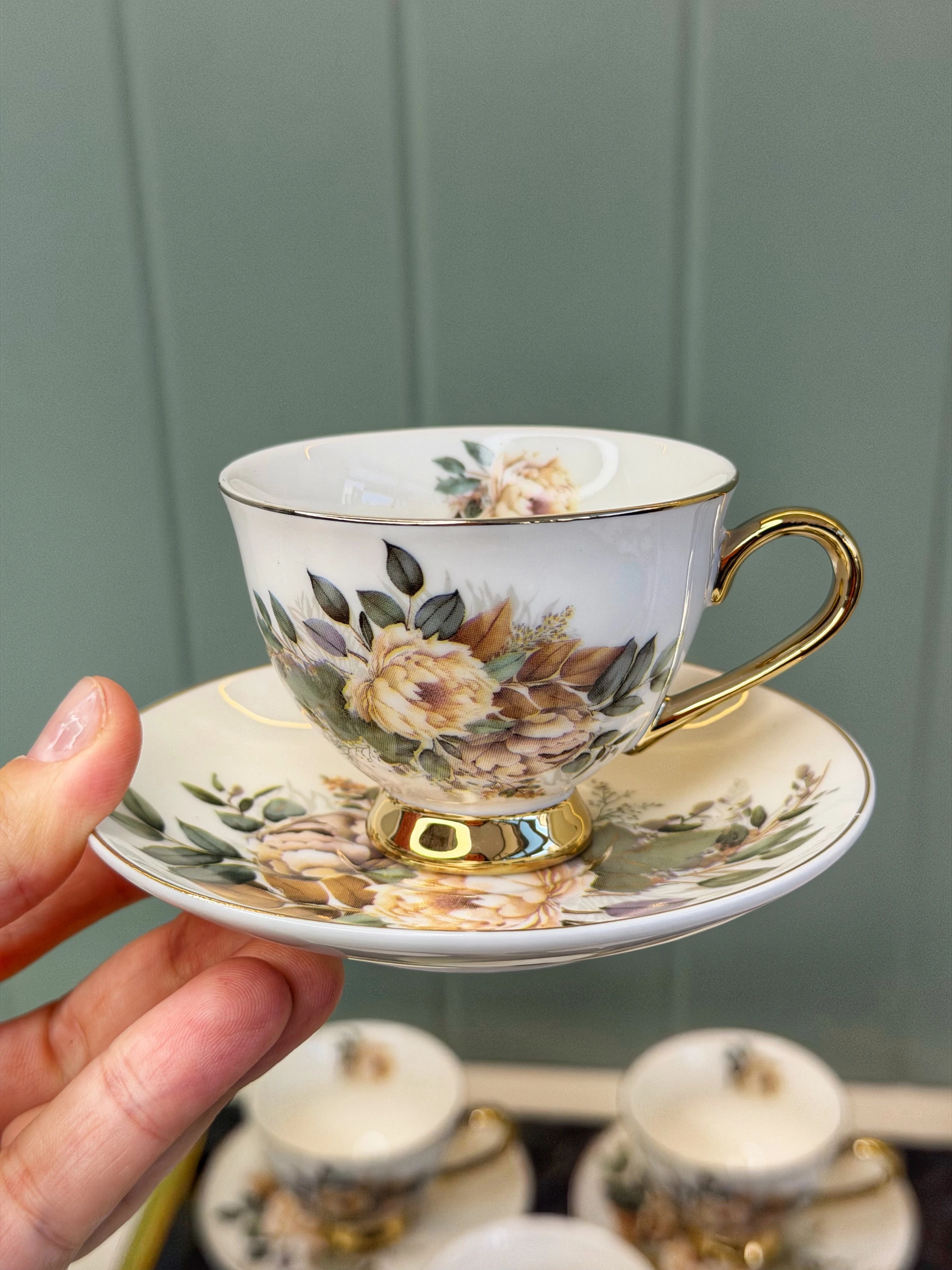 Haitun 6 Kişilik Porselen Türk Kahvesi Fincanı Yeşil