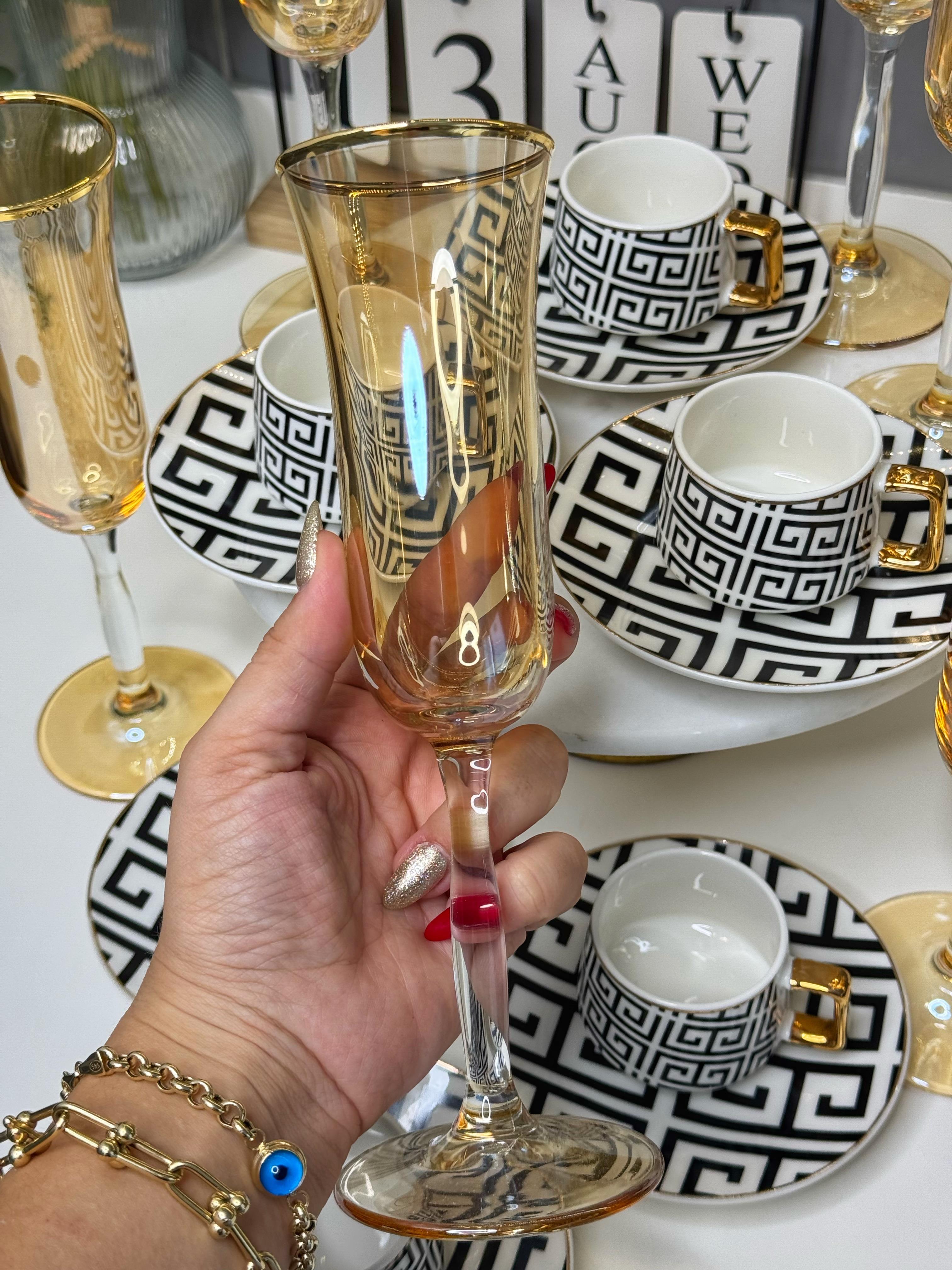 Melly 6 Kişilik 18 Parça Türk Kahvesi Fincanı & Kahve Yanı Bardak