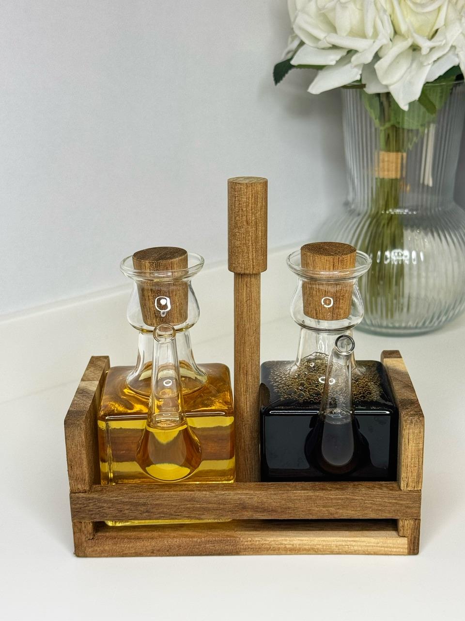 Freesia Akasya Standlı 2 Li Cam Yağlık/Sirkelik