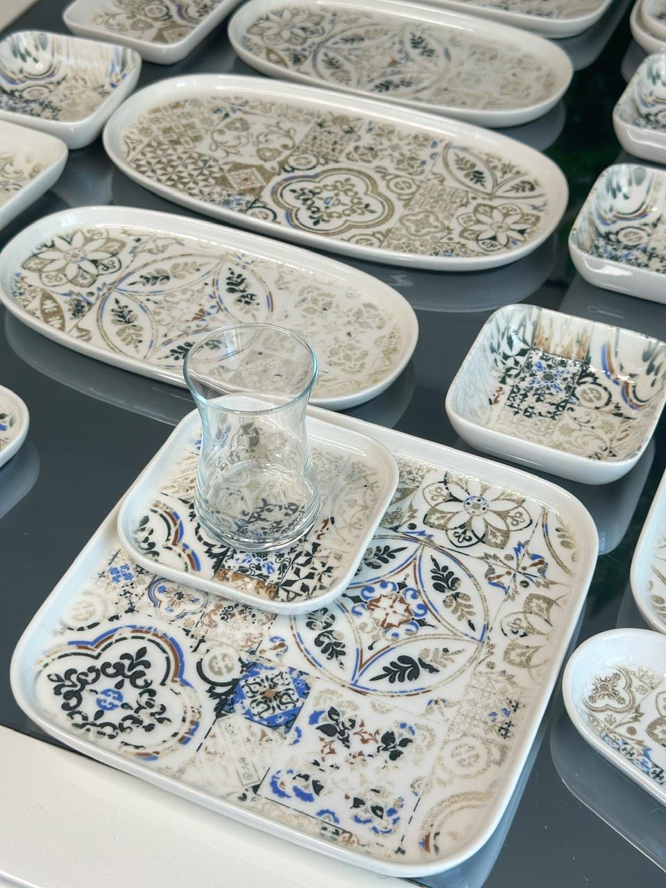 Etnik 29 Parça Porselen Kahvaltı Takımı