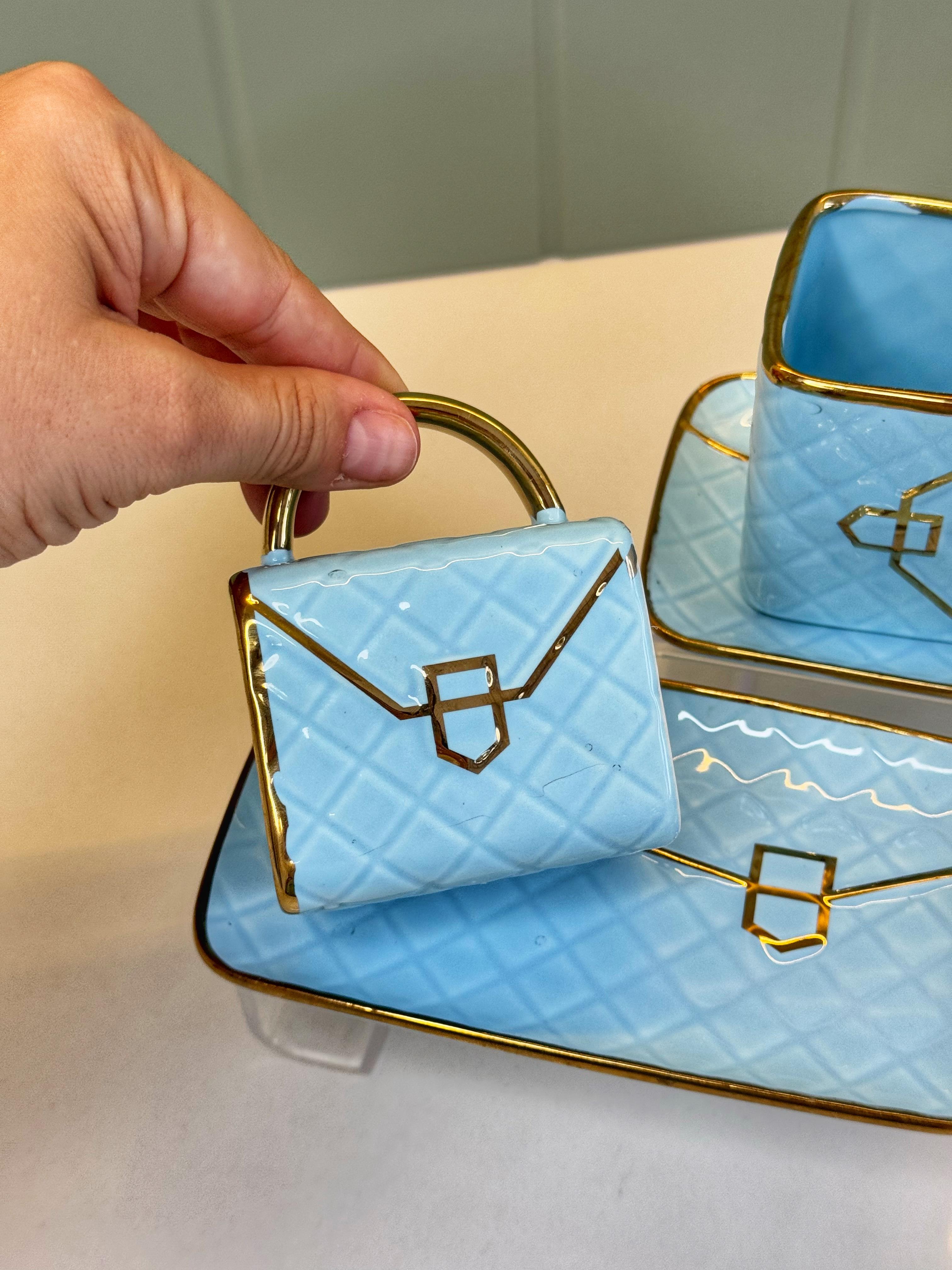 2 Kişlik Çanta Model Türk Kahvesi Fincanı Mavi