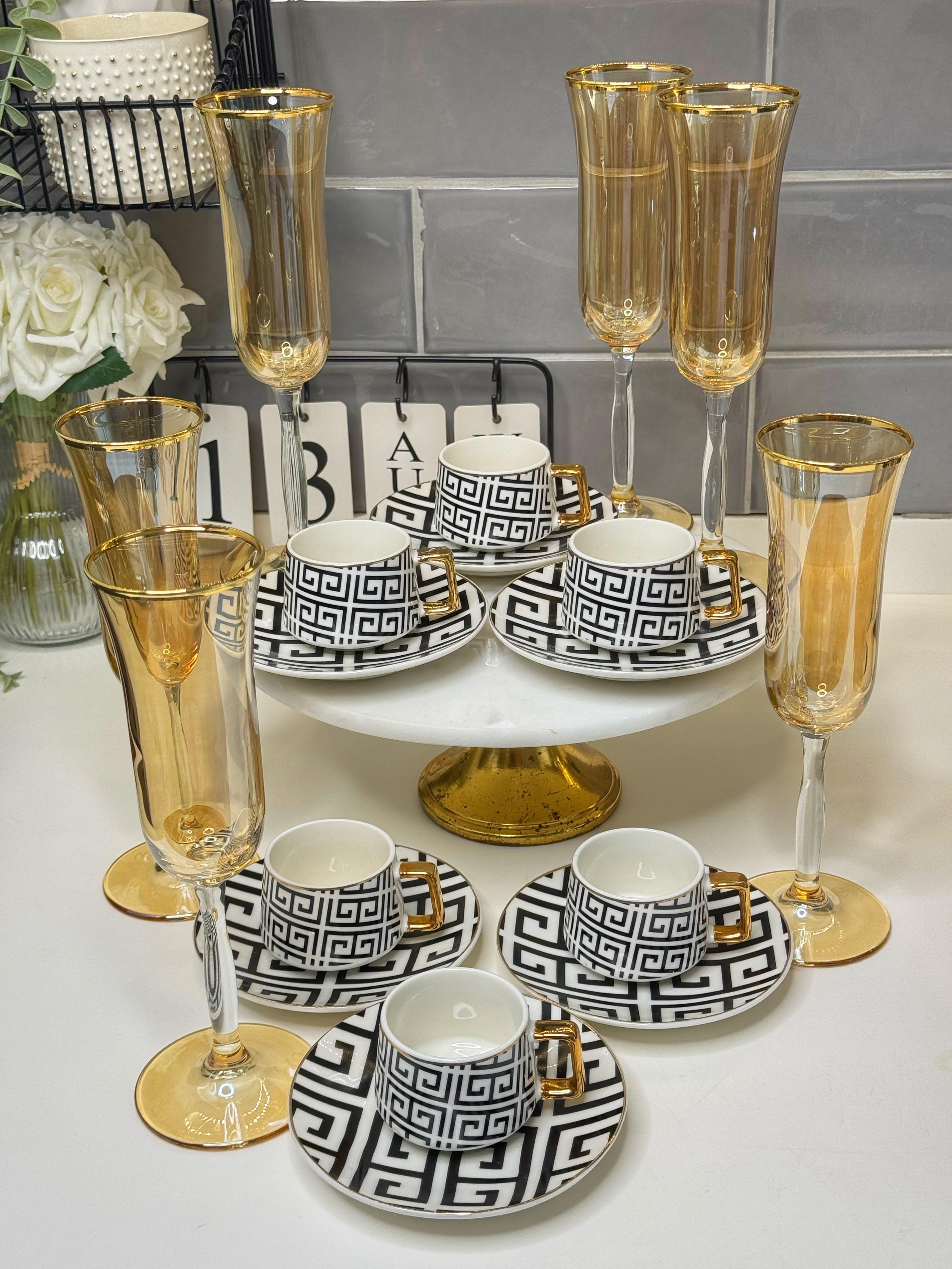 Melly 6 Kişilik 18 Parça Türk Kahvesi Fincanı & Kahve Yanı Bardak