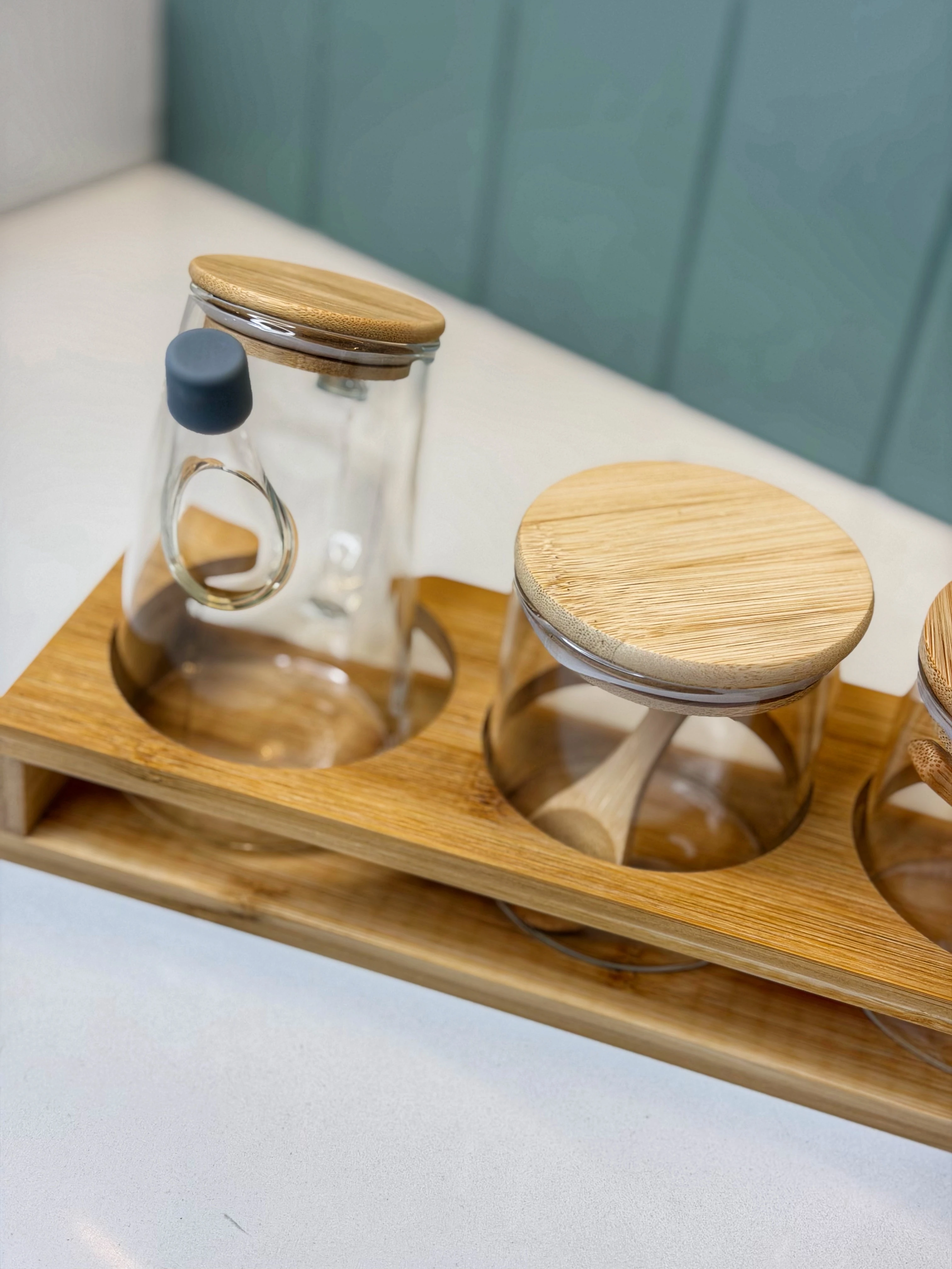 Poliy Bambu Standlı Baharatlık / Yağdanlık