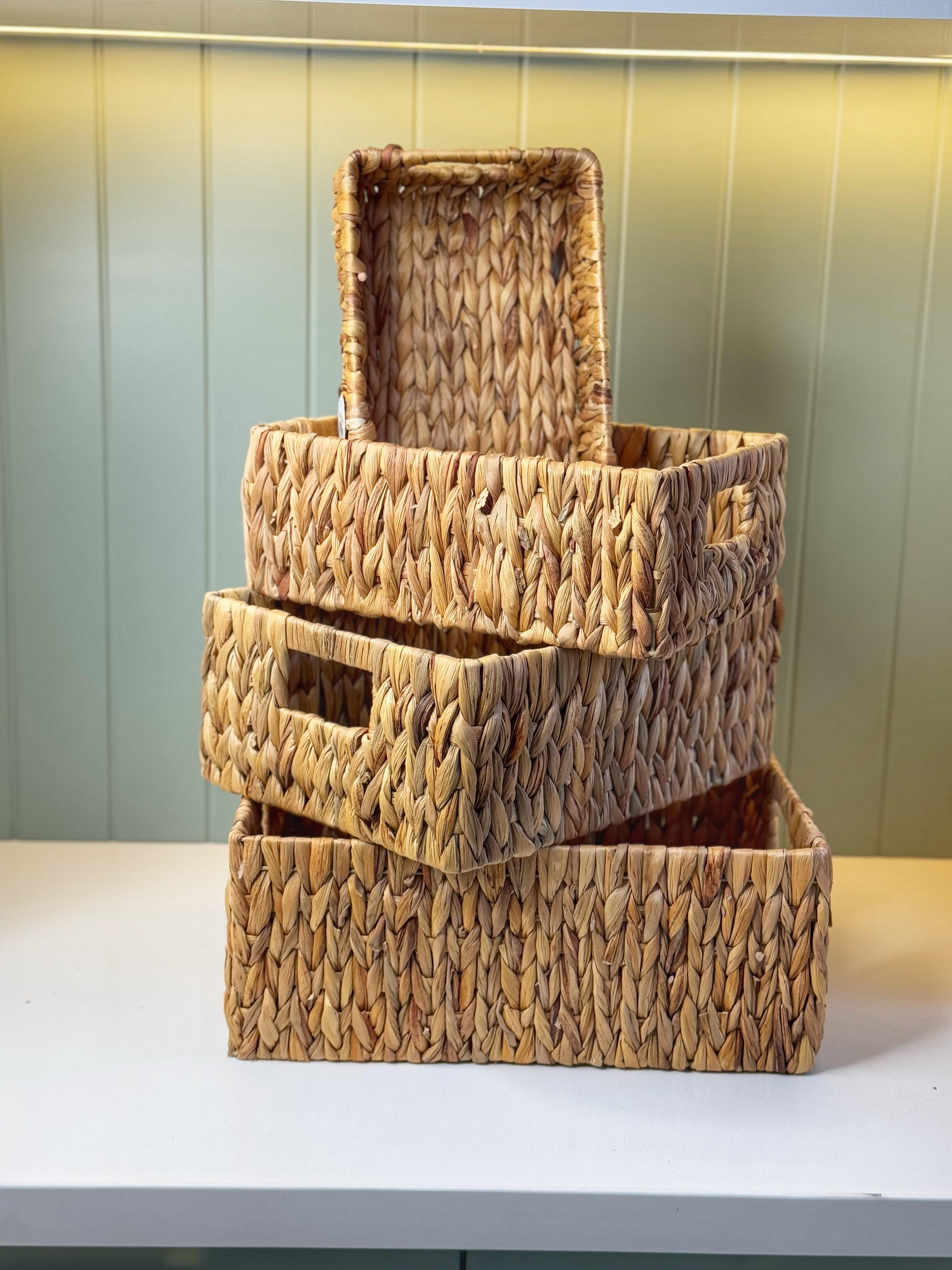 4'Lü Dikdörtgen Hasır Sepet