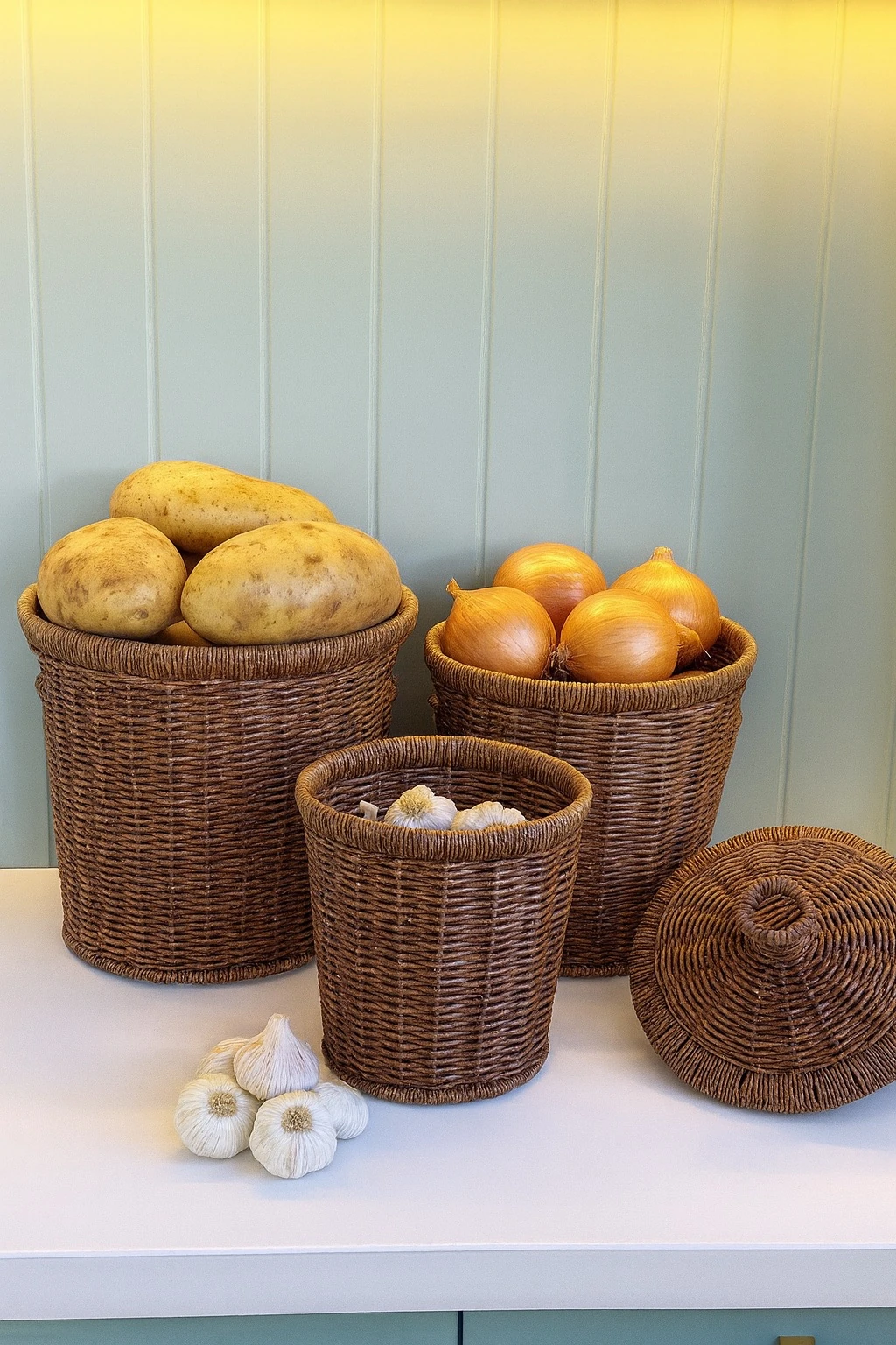 3'Lü Patates/Soğan/ Sarımsak Sepeti (koyu renk)