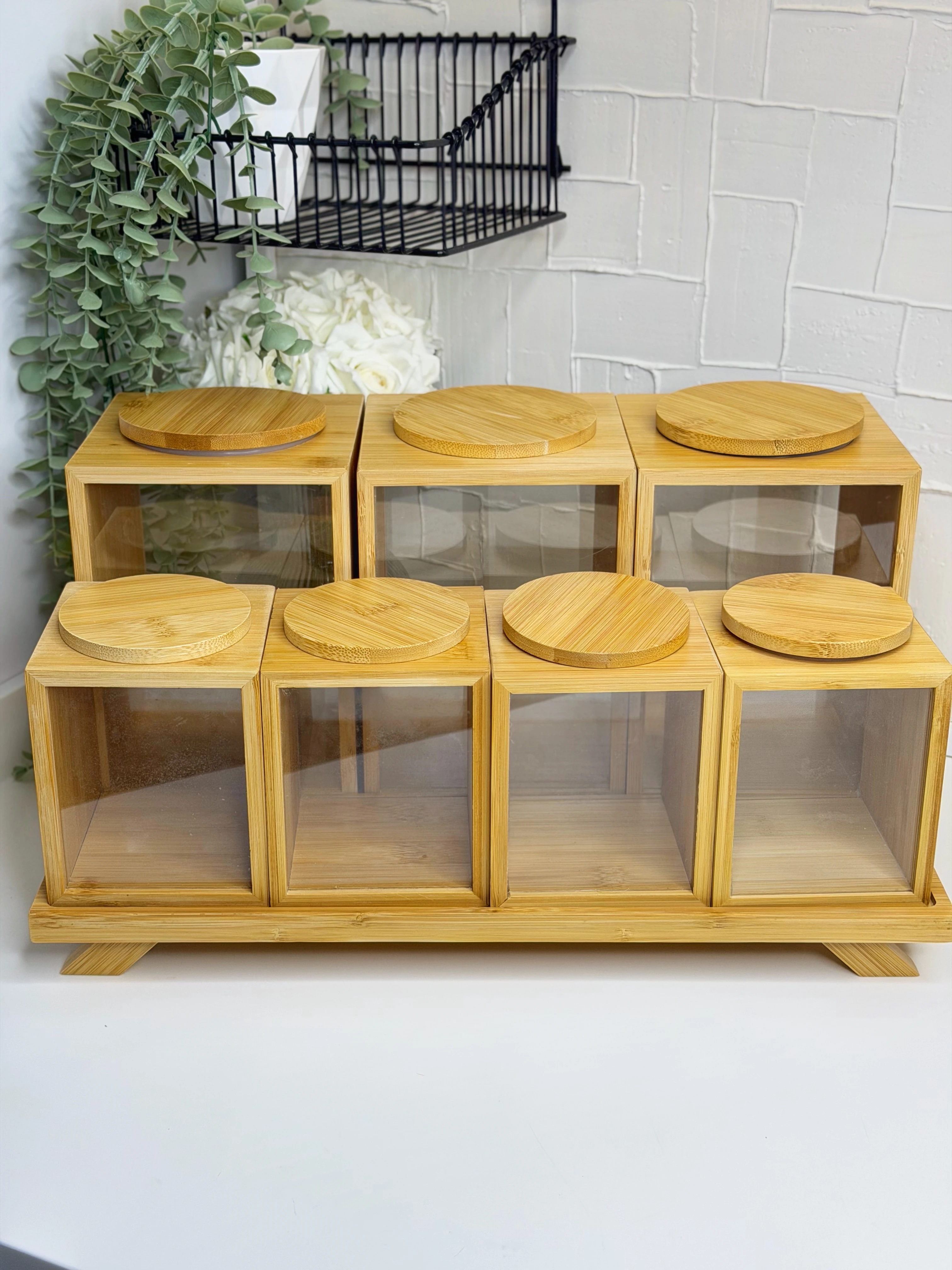 Katze 7 Li Bambu Standlı Baharatlık