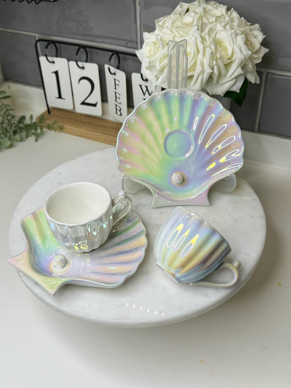 İstiridye 2 Kişilik Türk Kahvesi Fincan Takımı