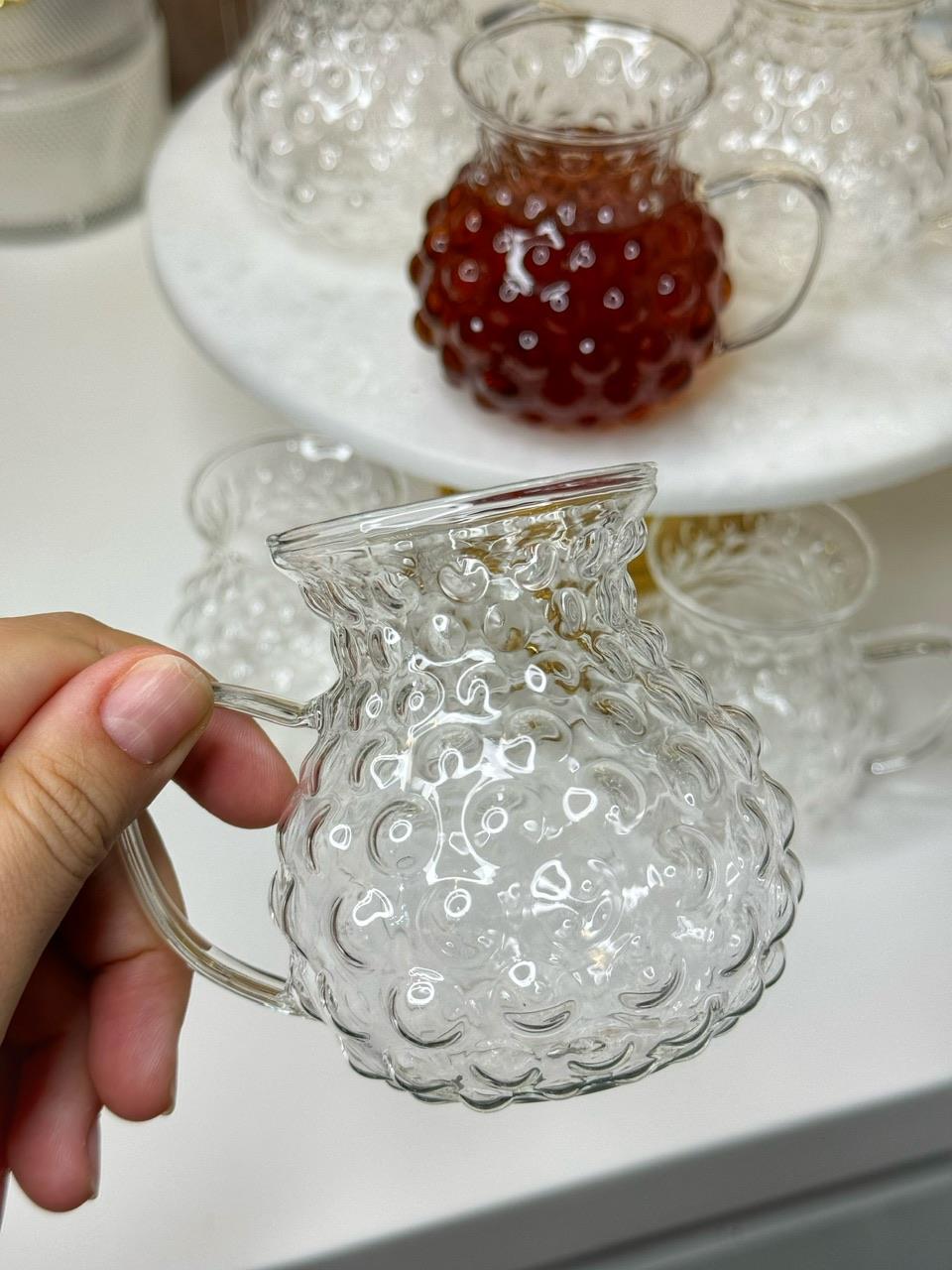 Montella 6 Kişilik Borosilikat Damla Model Cam Çay Bardağı