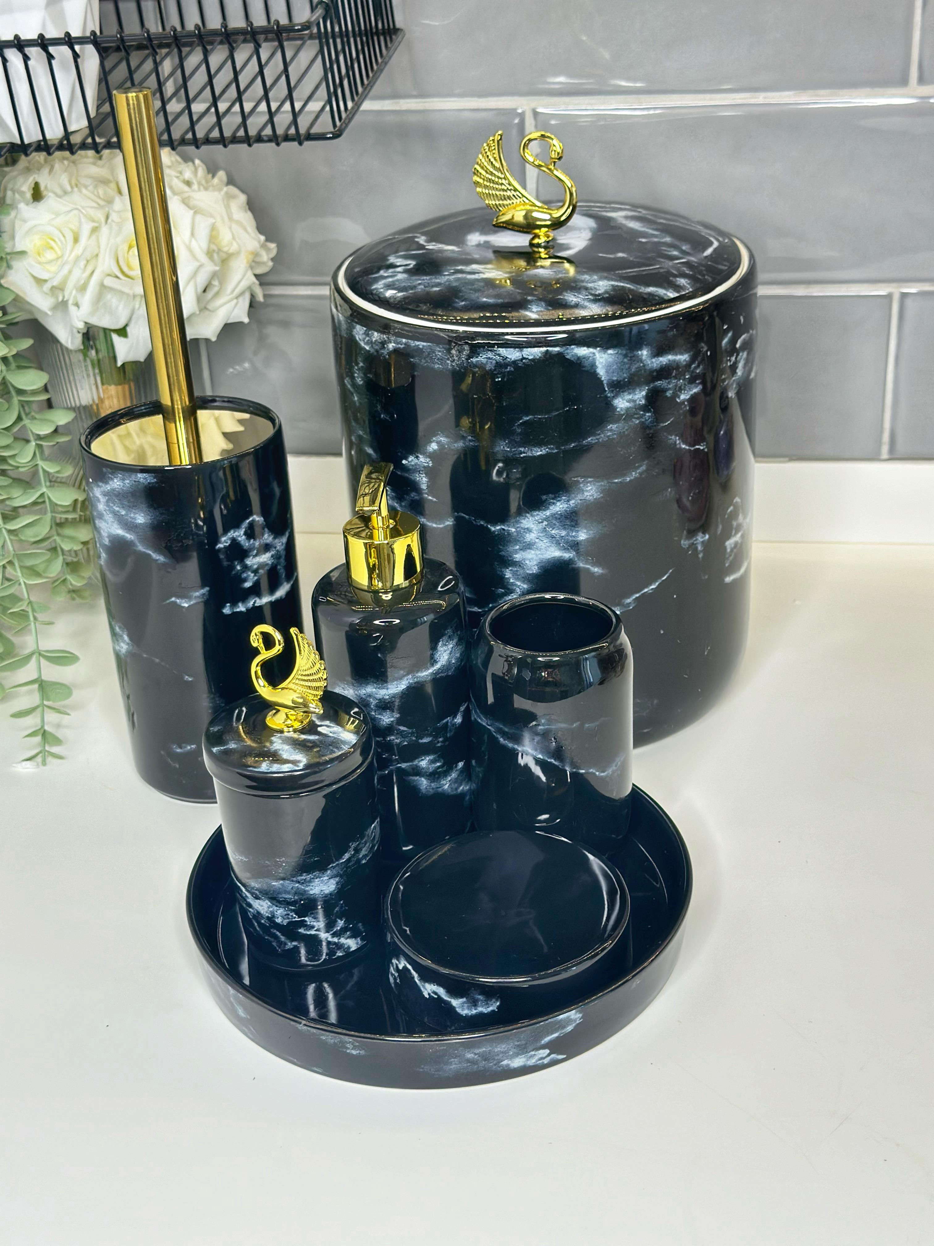 Zenly Geyik Figürlü Porselen Banyo Seti