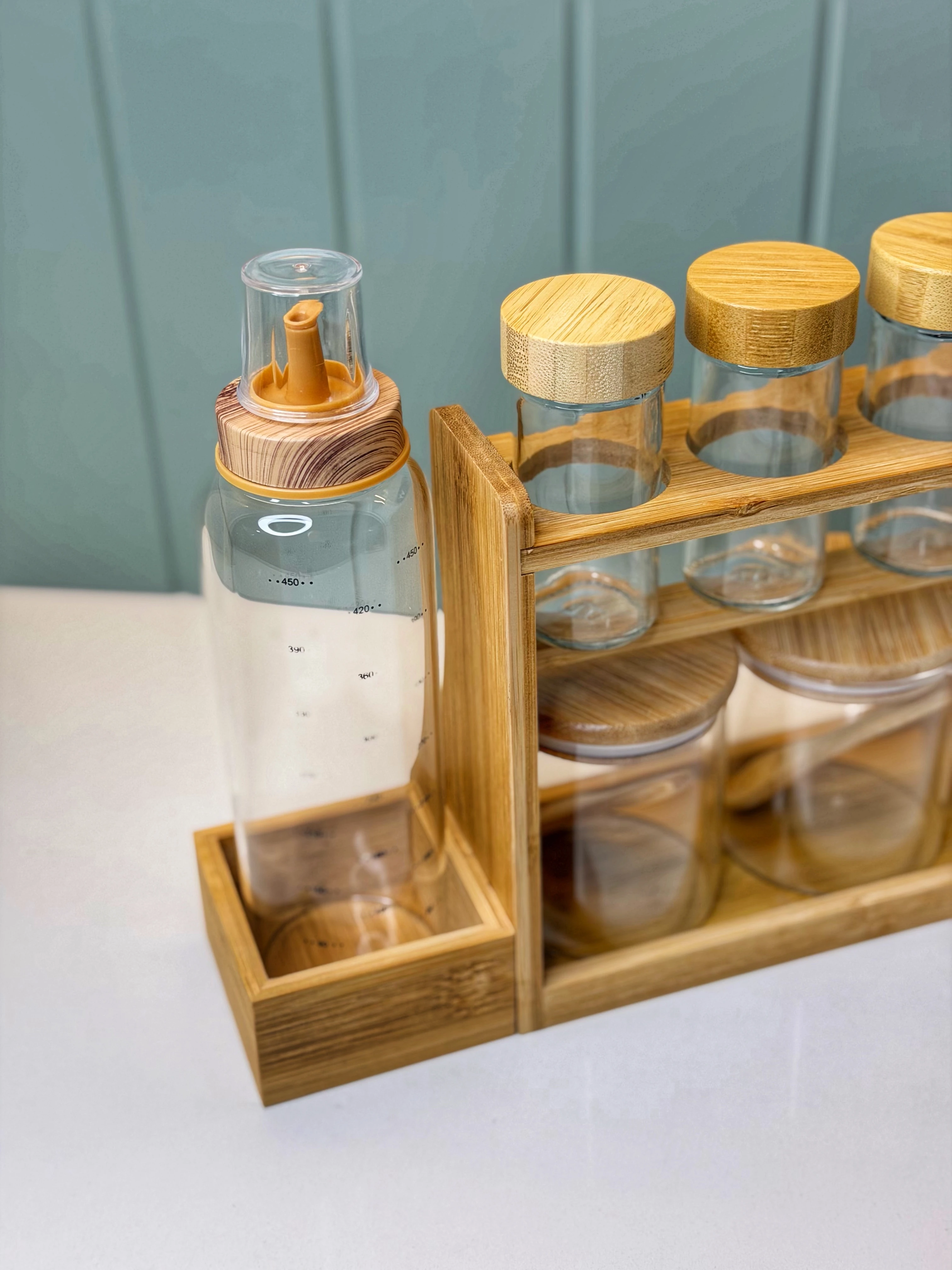 Bambu Standlı Baharatlık / Yağdanlık 