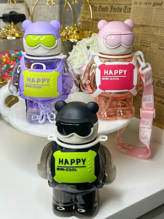 Askılı Robot Matara / Suluk Mor Siyah Pembe