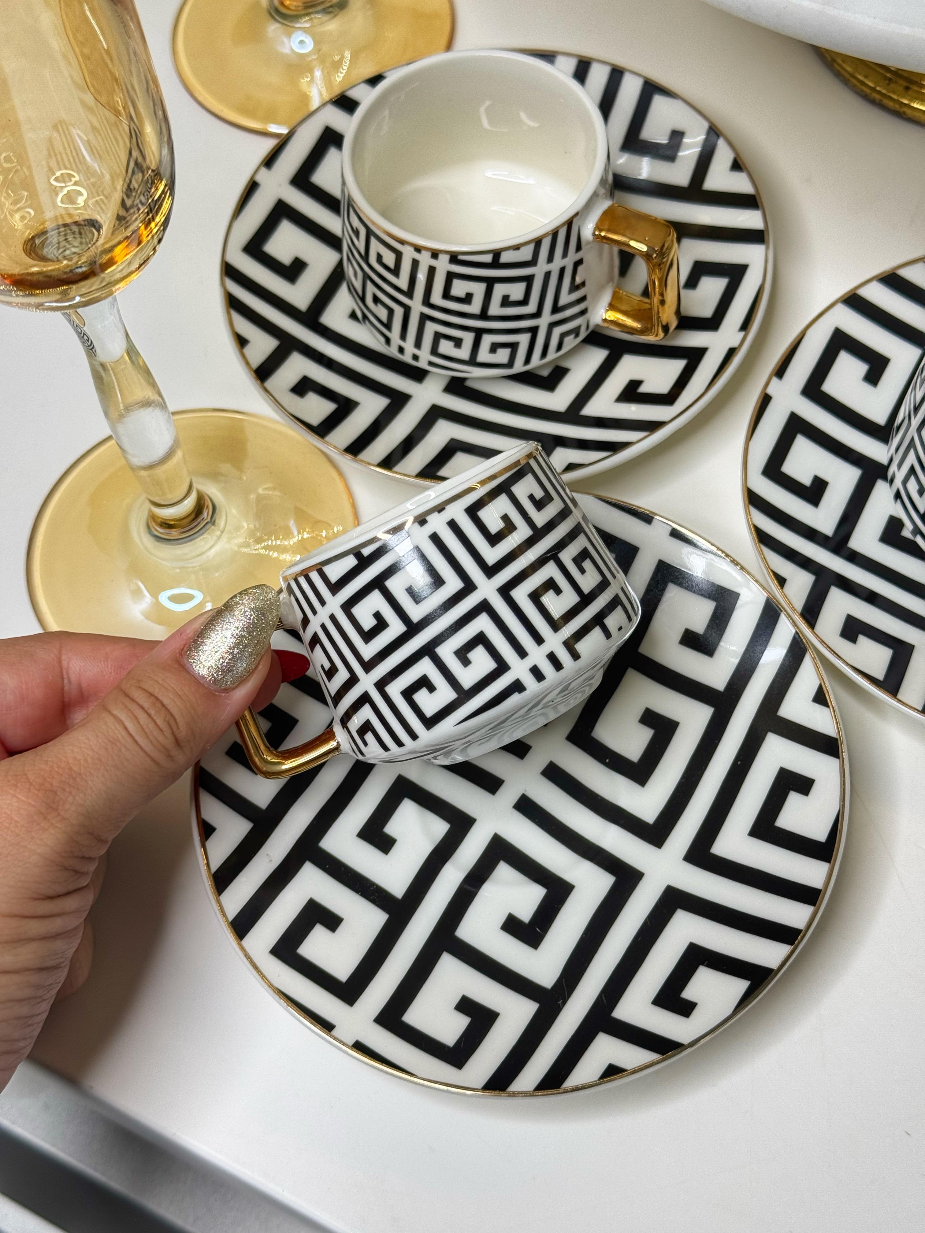 Melly 6 Kişilik 18 Parça Türk Kahvesi Fincanı & Kahve Yanı Bardak