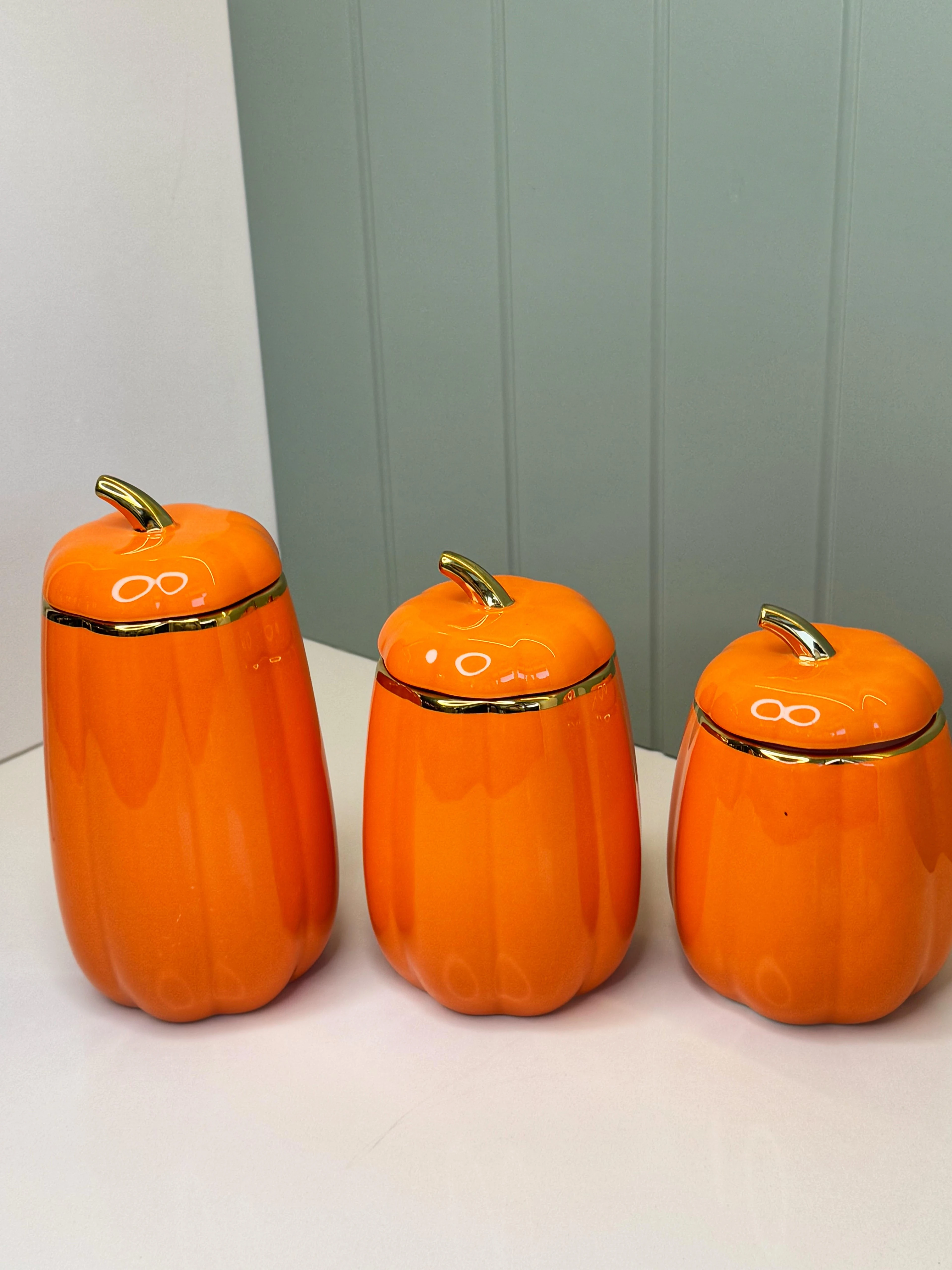 3'lü Turuncu Çay/Şeker/Tuz Kavanozu